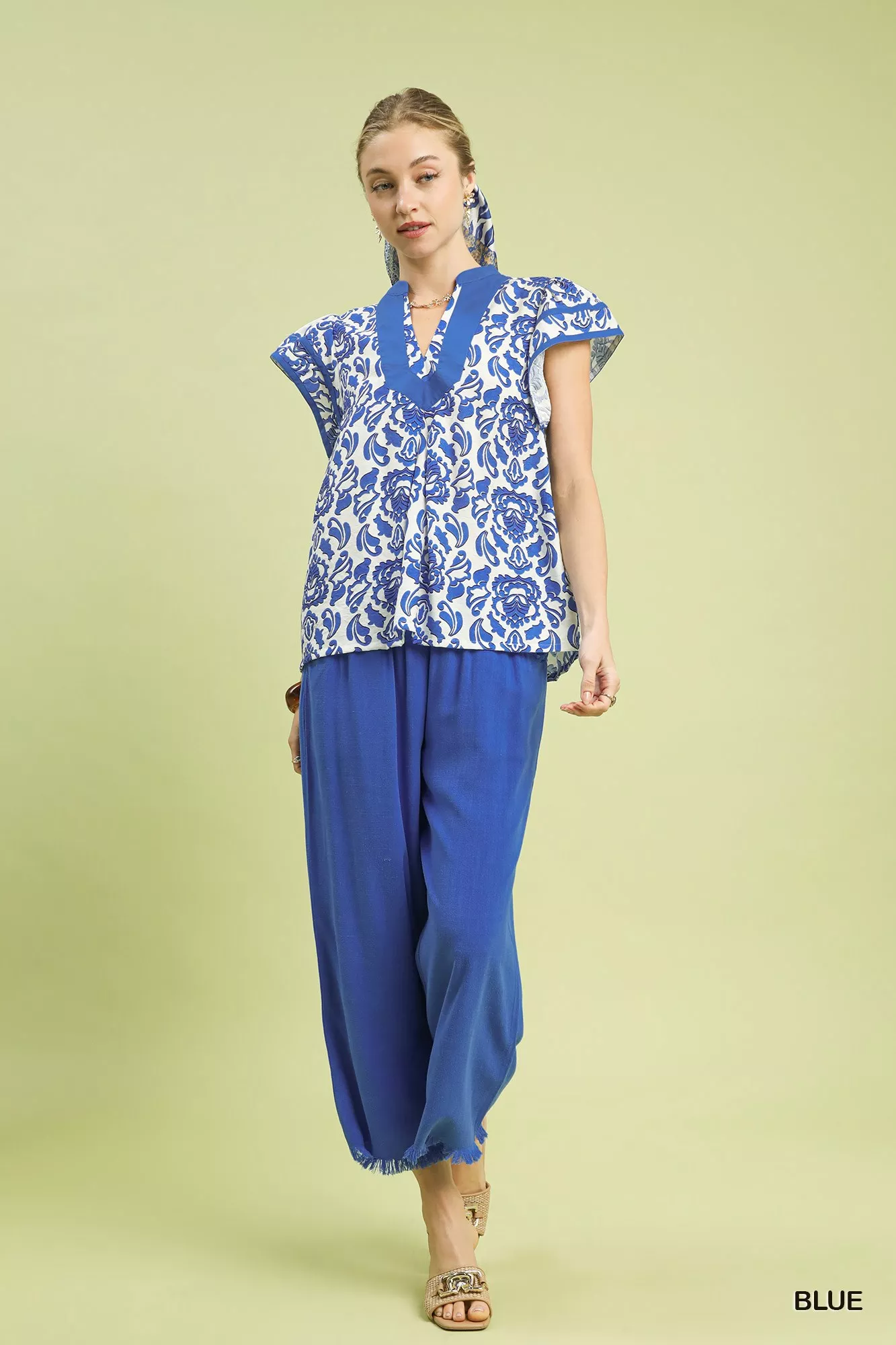 Umgee Abstract Print Short Sleeve Blouse - Image 4