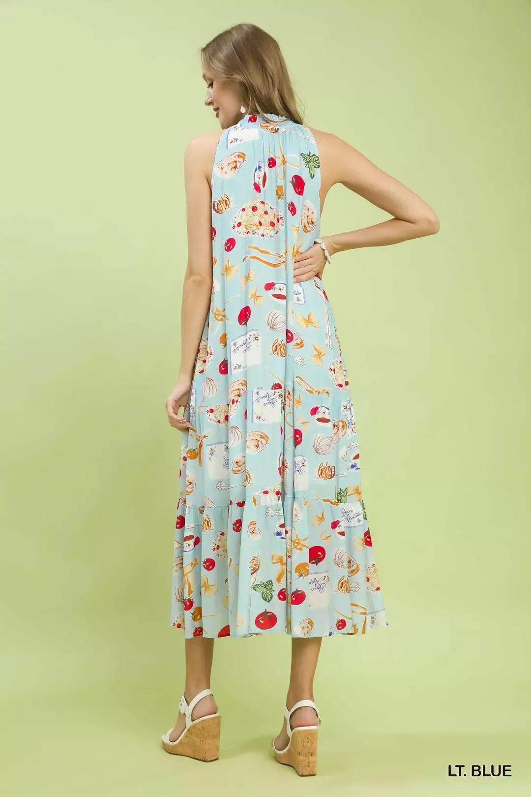 Umgee Abstract Print Tiered Halter Midi Dress - Image 3