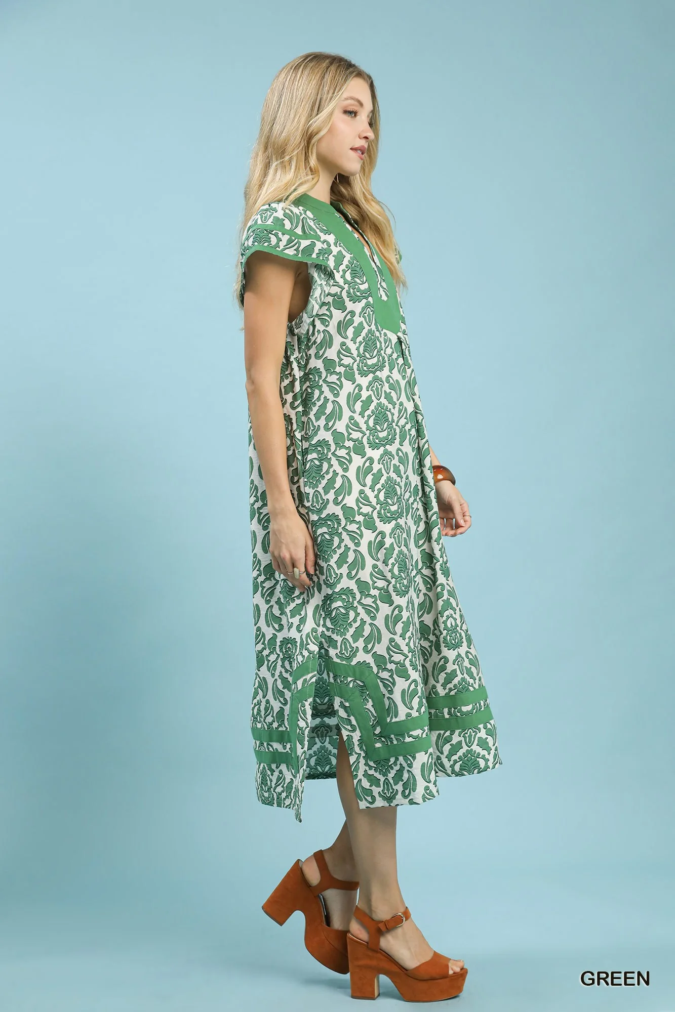 Umgee Abstract Two Tone Print Midi Dress - Image 2