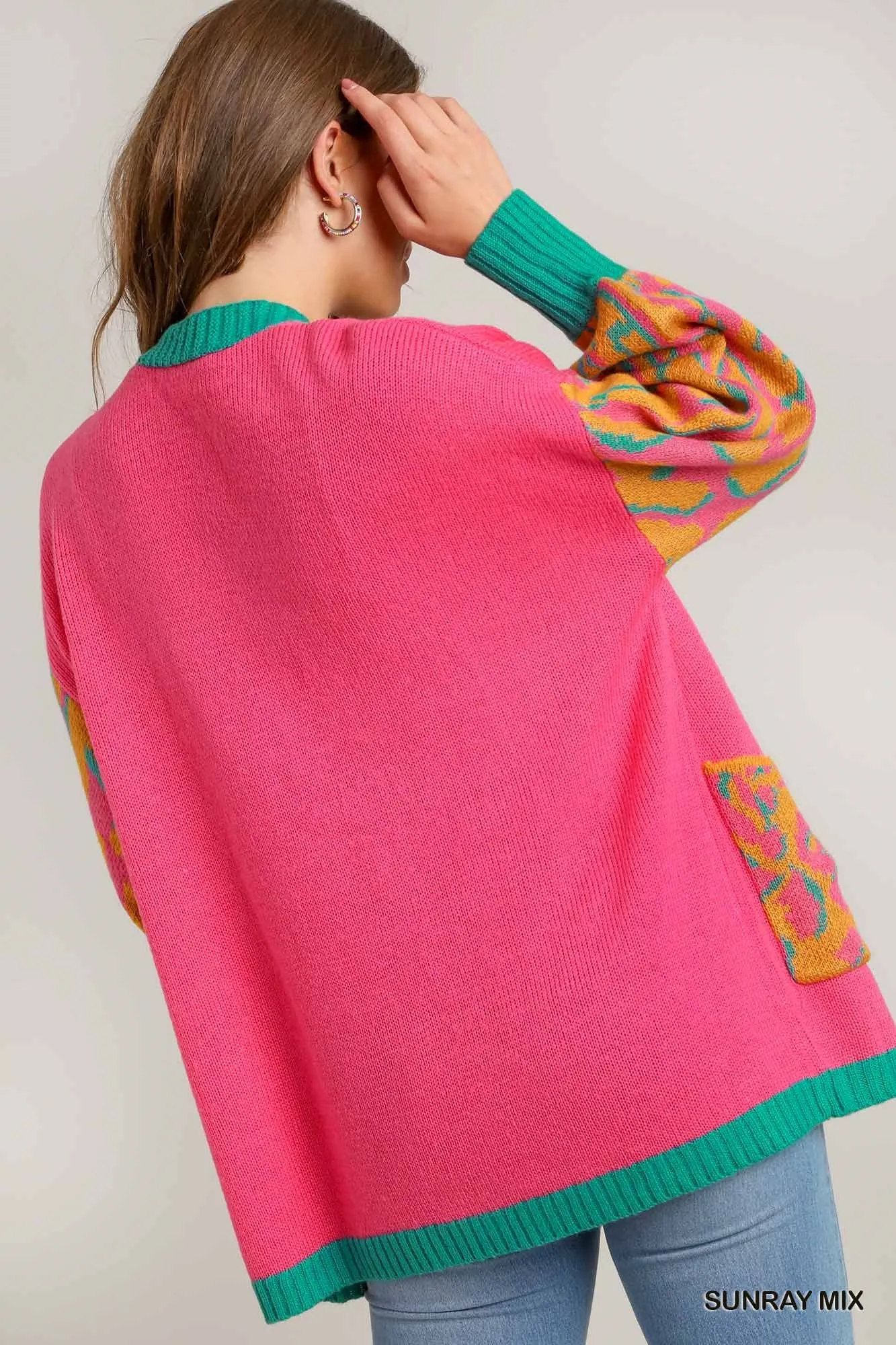 Umgee Animal Print Open Front Sweater Cardigan - Image 3