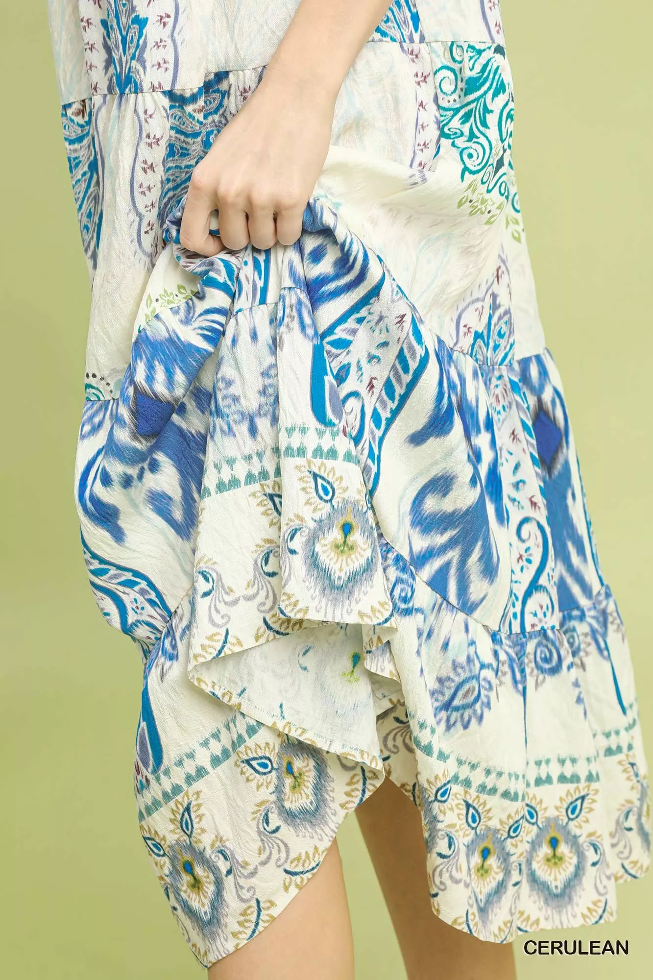 Umgee Boho Boarder Print Ruffle Midi Dress - Image 5