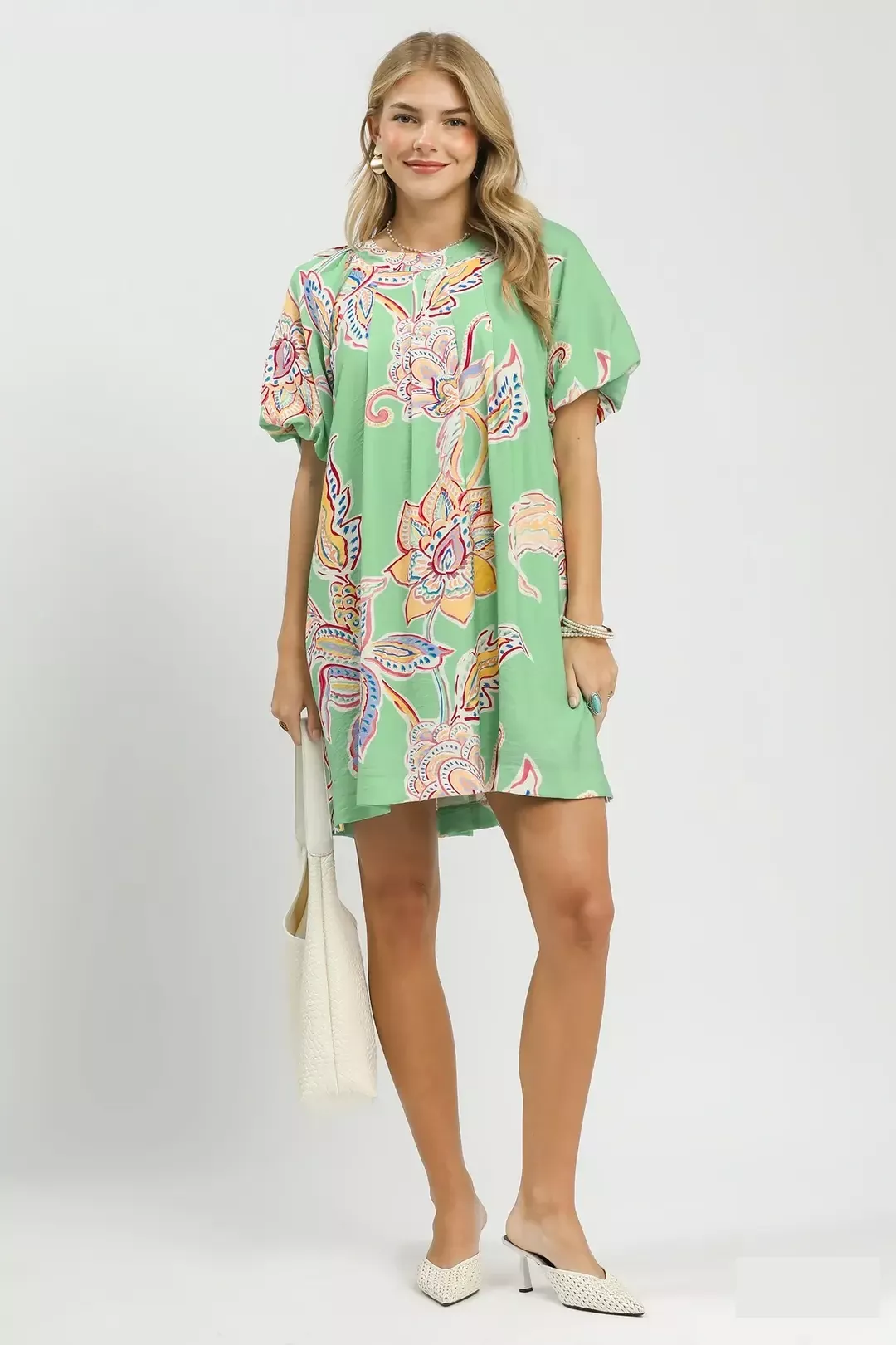 Umgee Boho Floral Print Mini Dress with Pockets - Image 3