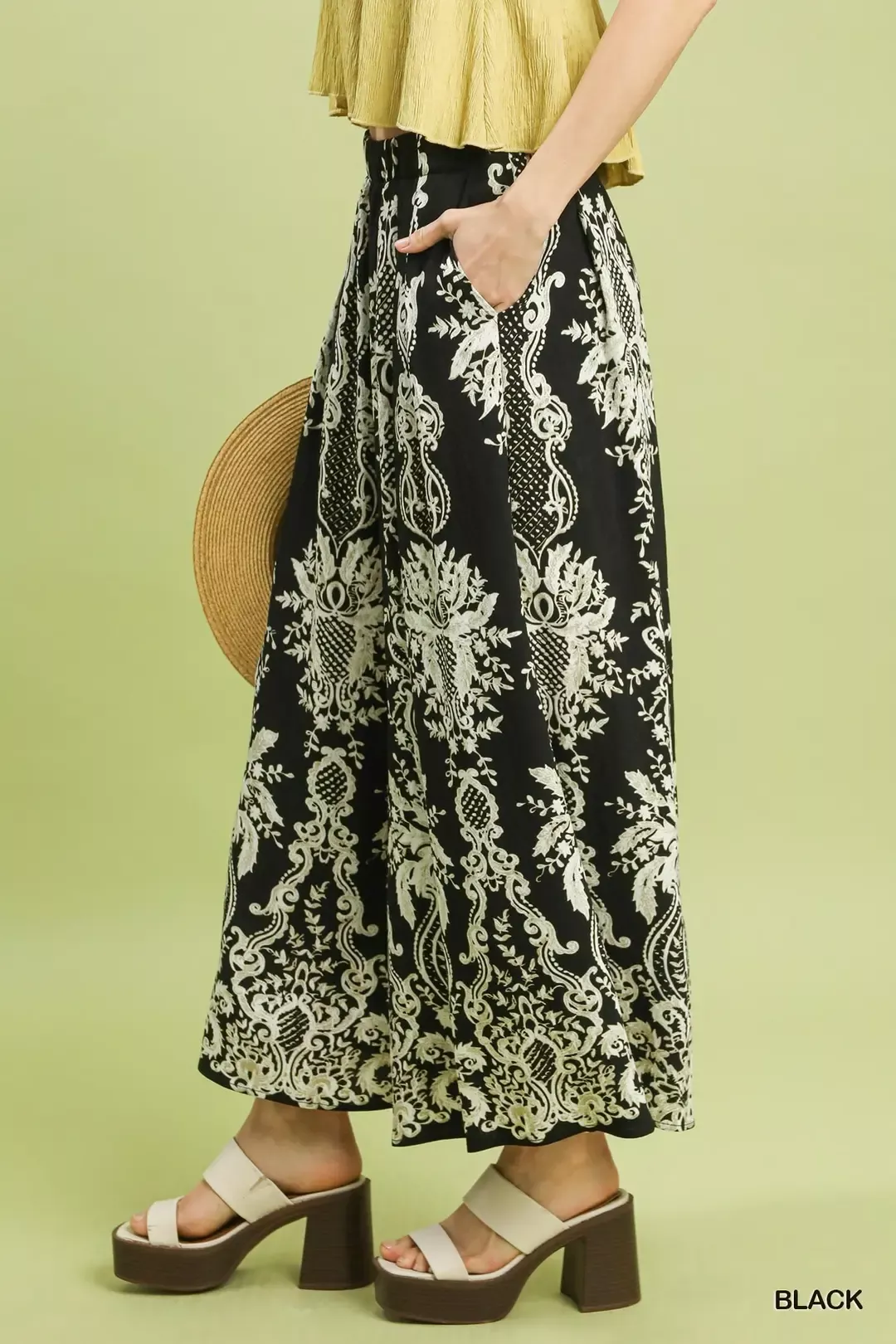Umgee Border Print Wide Leg Pants - Image 2