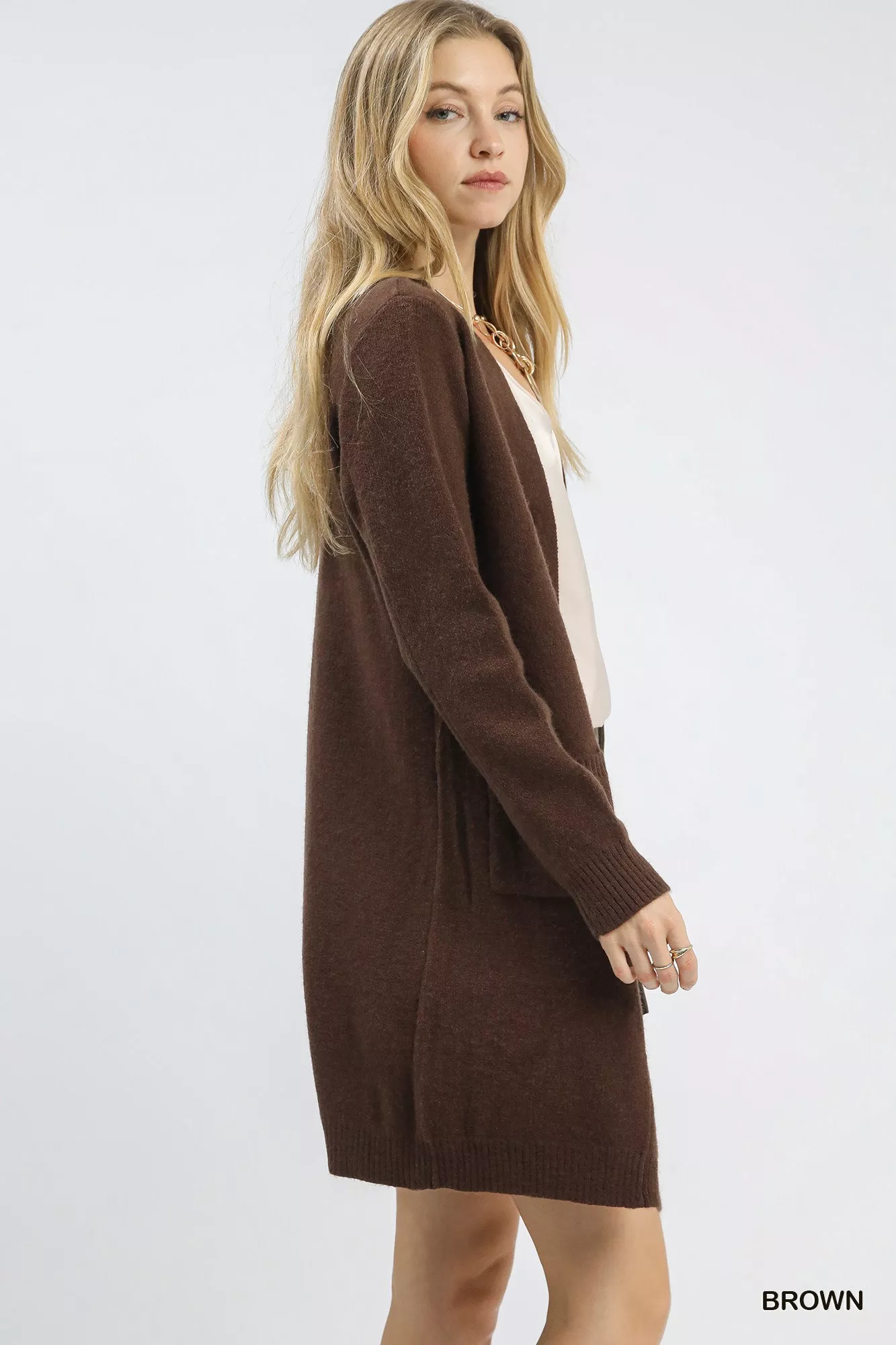 Umgee Button-Down Longline Sweater Cardigan with Front Pockets - Image 4