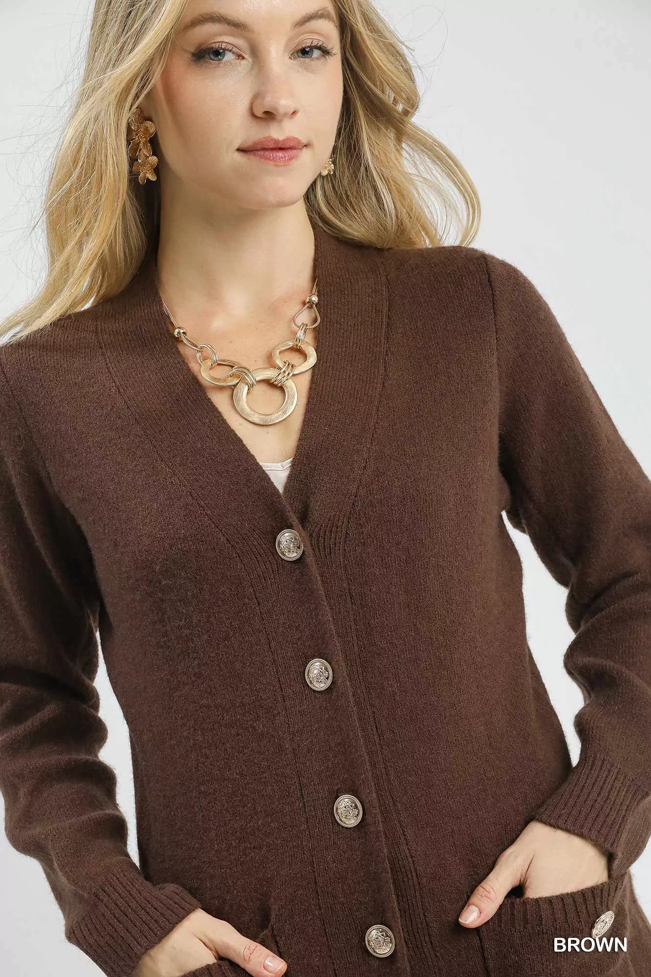 Umgee Button-Down Longline Sweater Cardigan with Front Pockets - Image 6