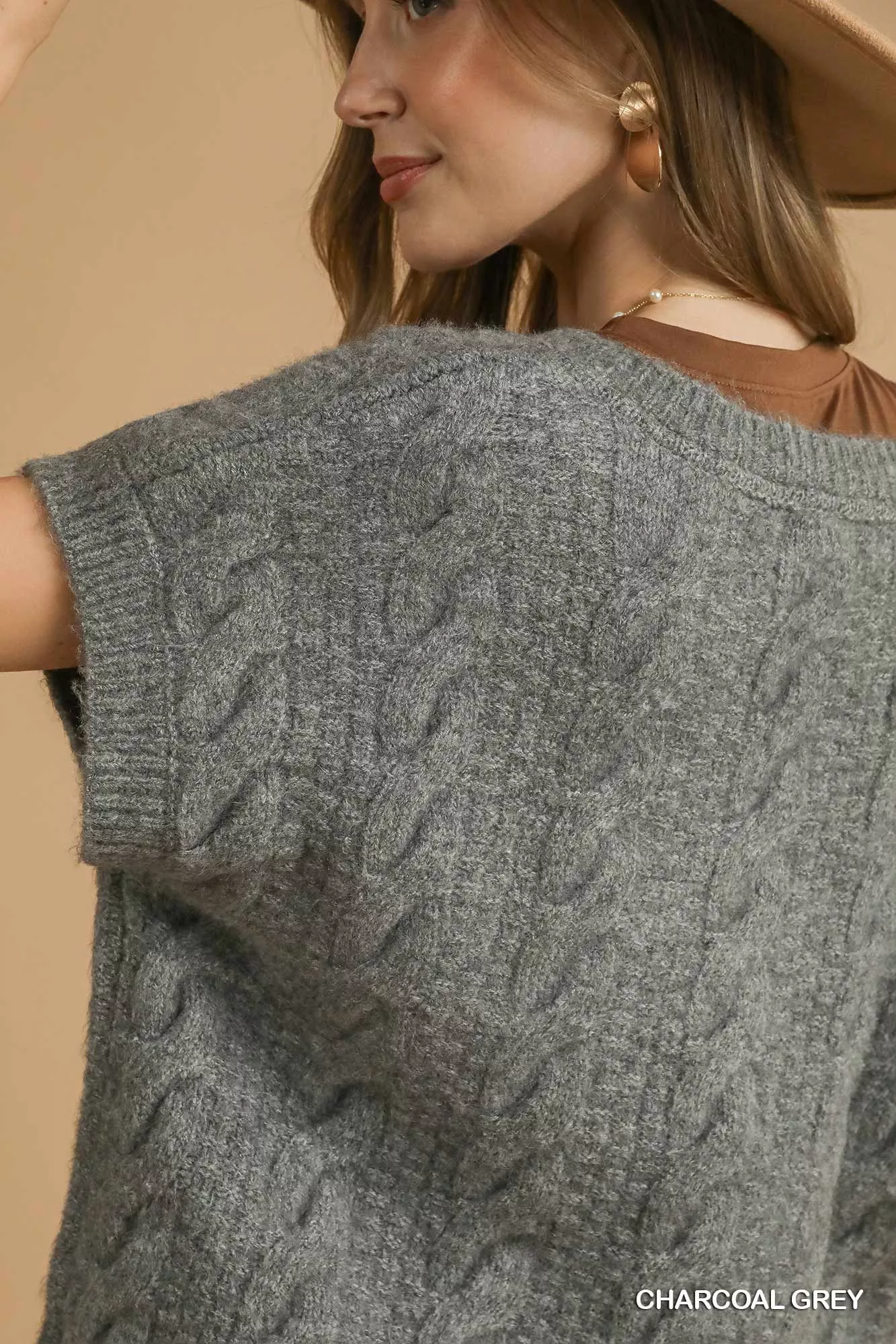 Umgee Cable-Knit V-Neck Sweater - Image 5