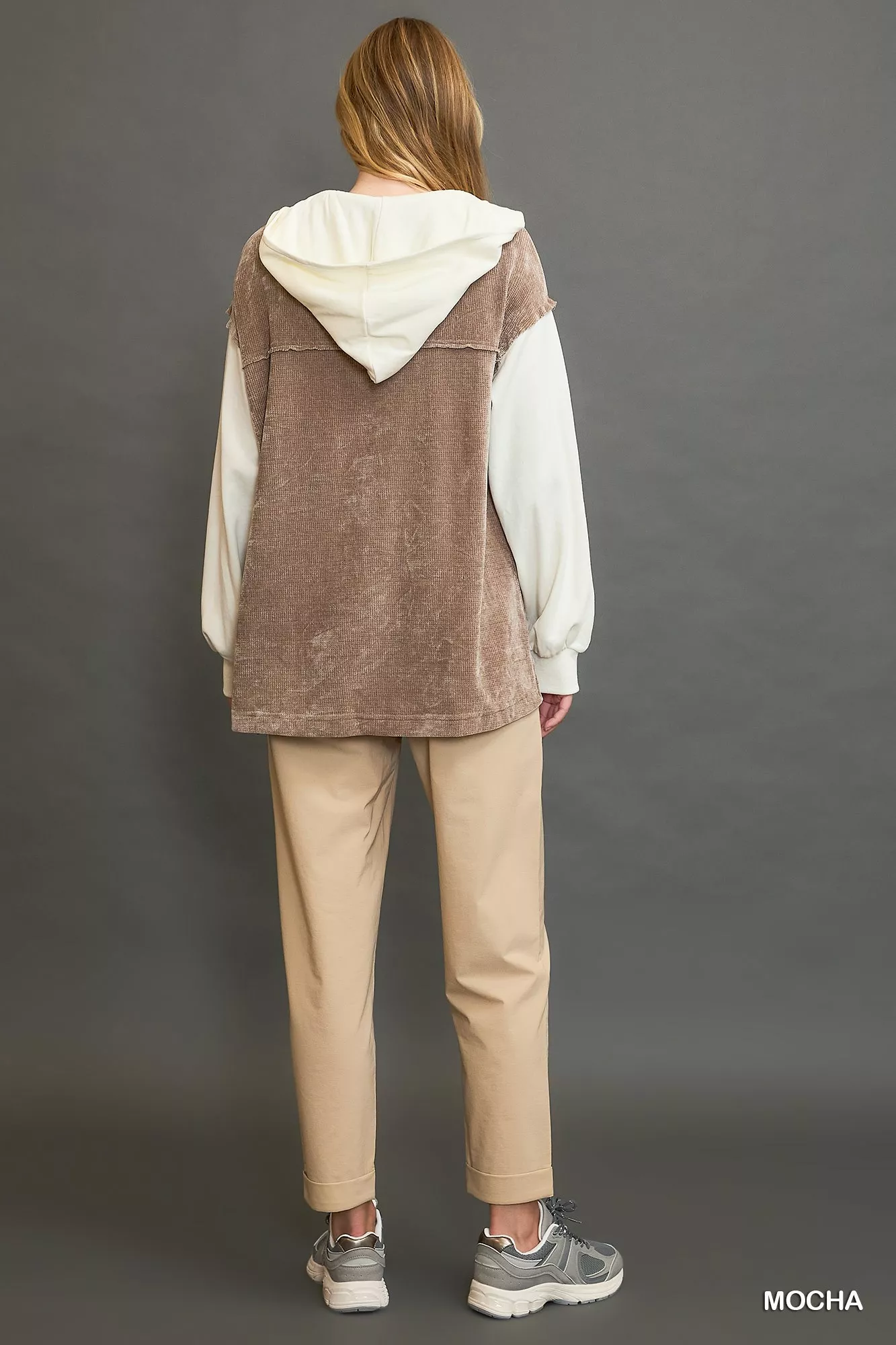 Umgee Contrast Hooded Chenille Jacket - Image 4