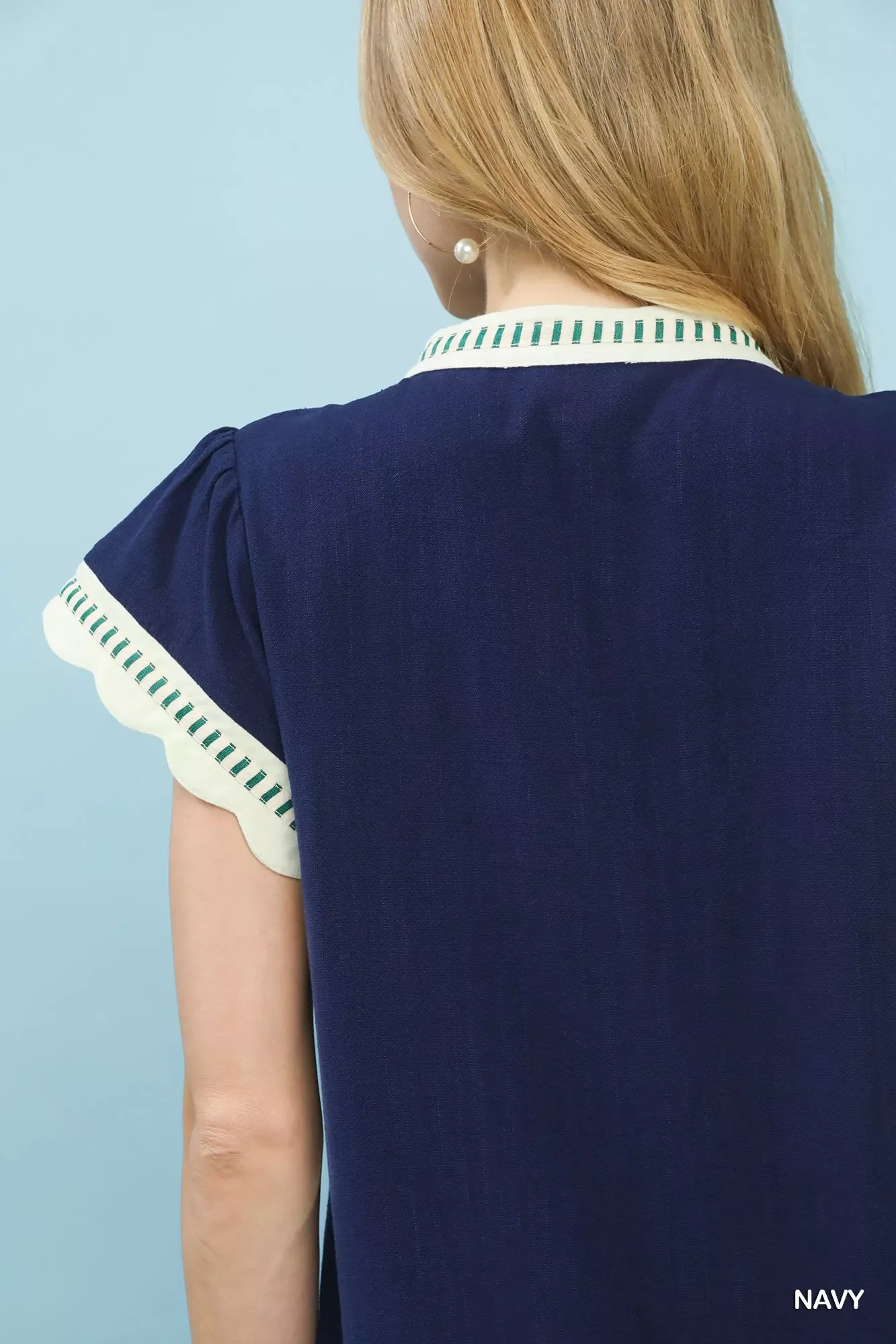Umgee Contrast Scallop Trim Top - Image 5