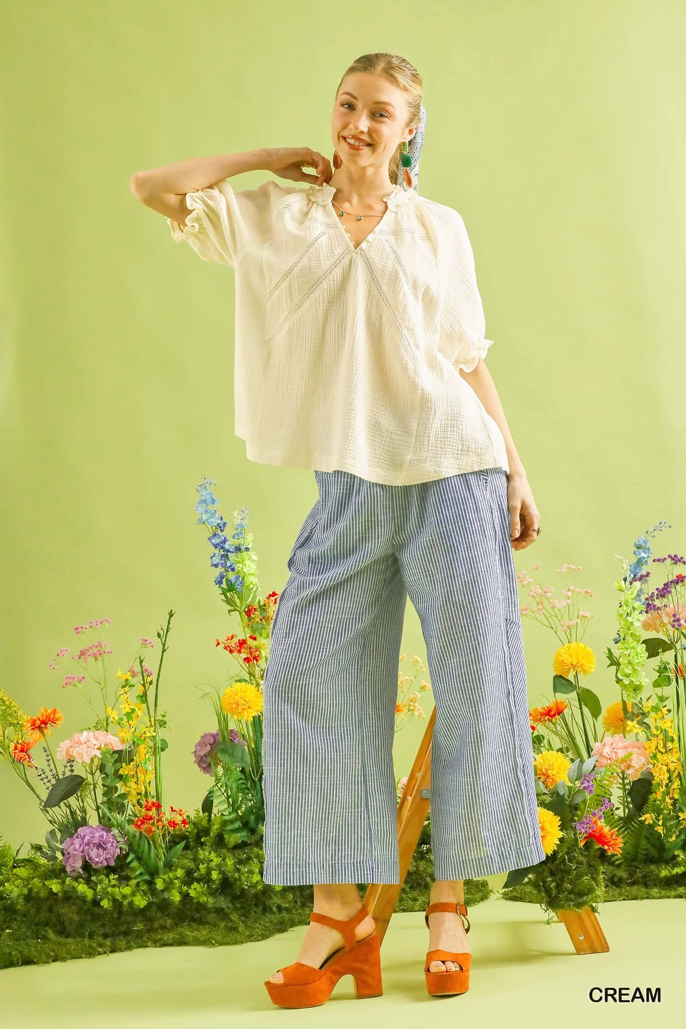 Umgee Cotton Gauze Ruffle Top - Image 5