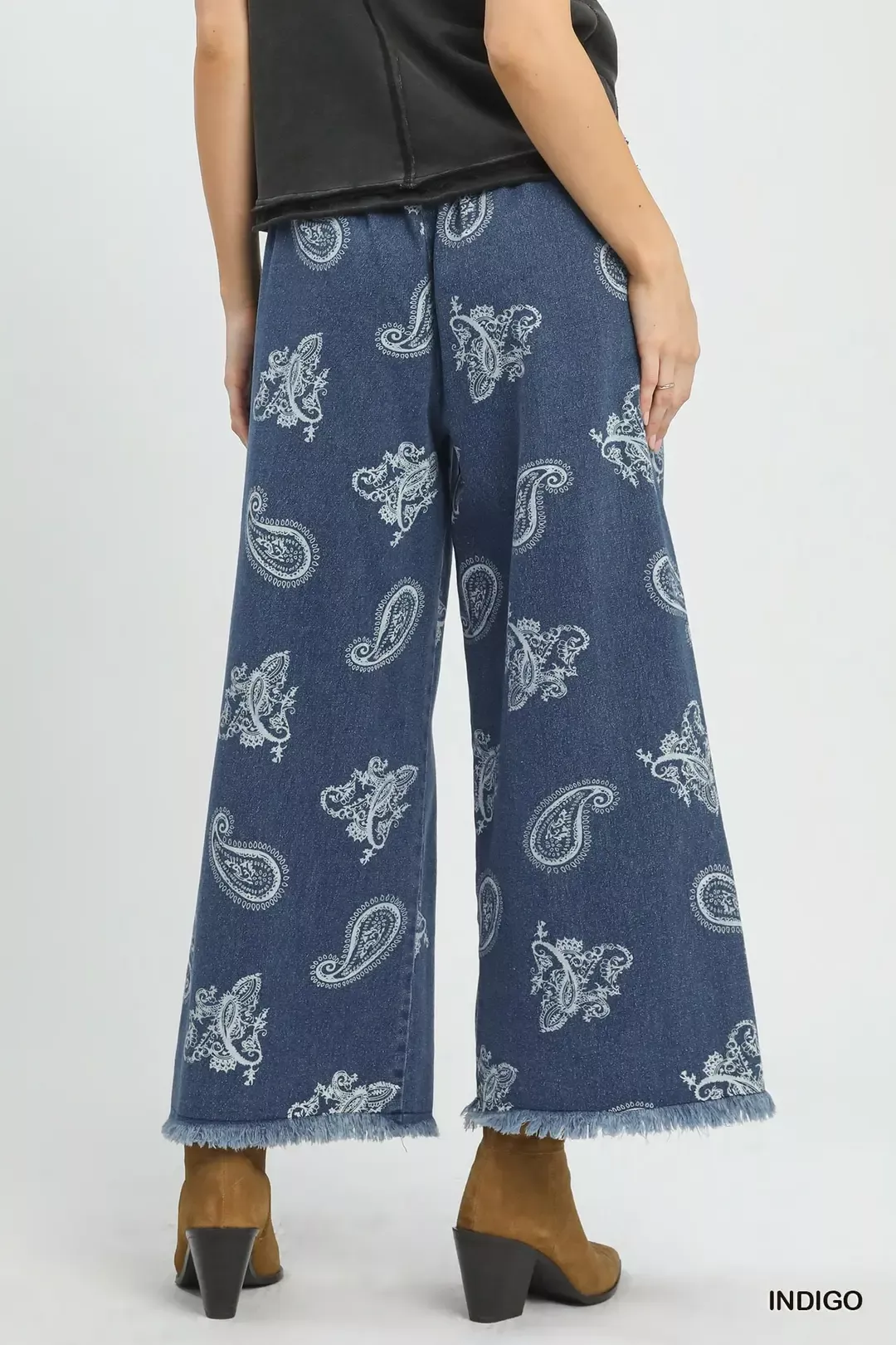 Umgee Denim Paisley Wide-Leg Pants - Image 3