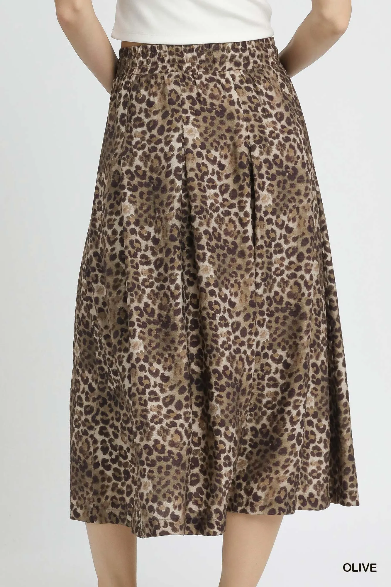 Umgee Drawstring Leopard Midi Skirt - Image 2