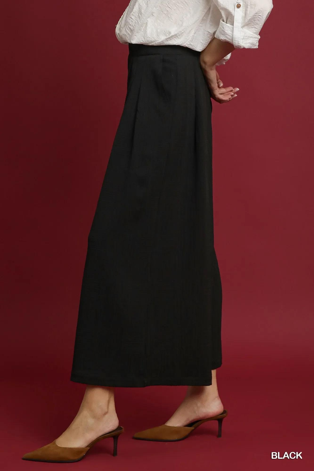 Umgee Elastic Waist Wide Leg Pants - Image 3