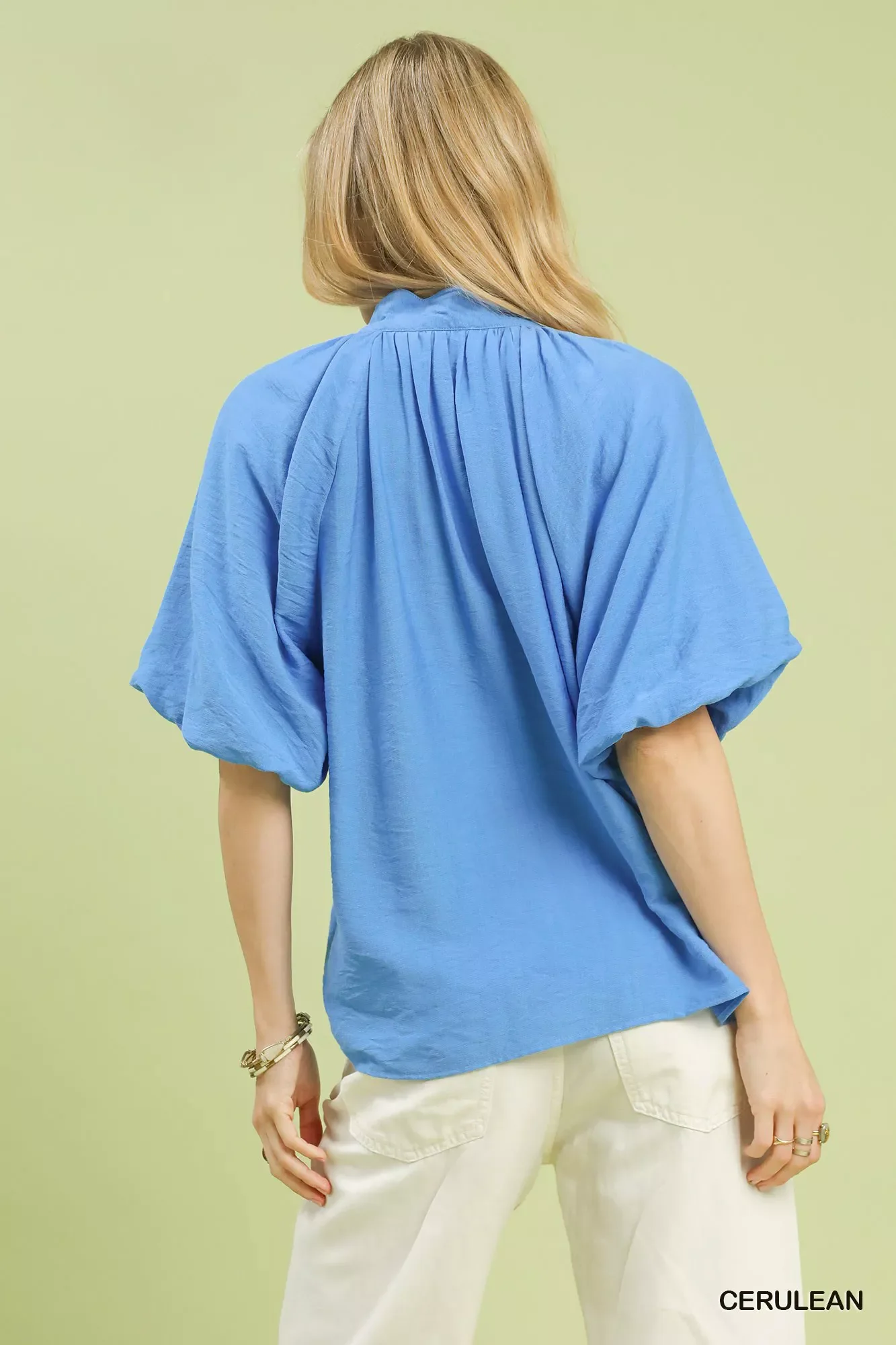 Umgee Embroidered Boho Puff Sleeve Blouse - Image 3