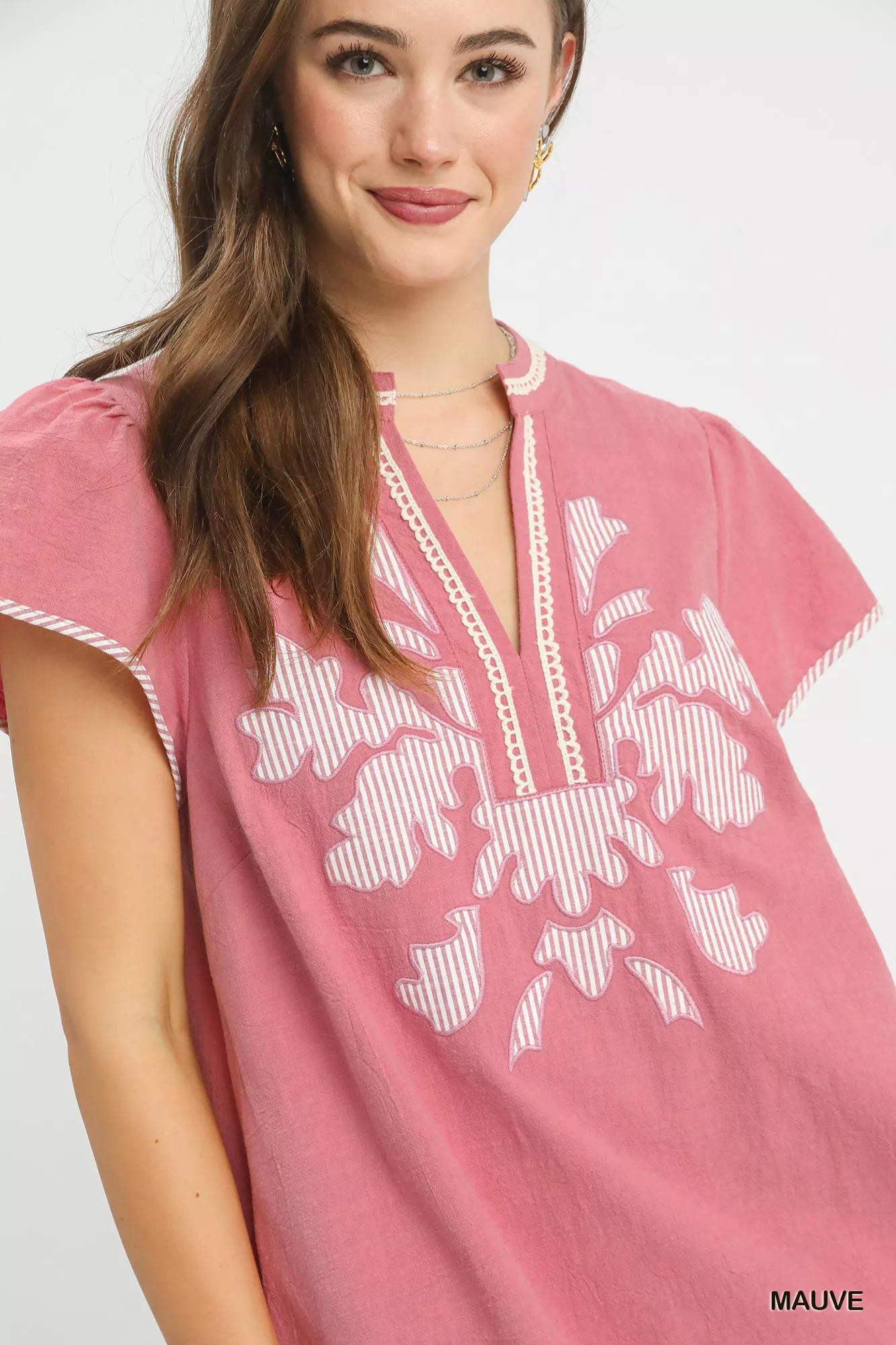 Umgee Embroidered Floral Short Sleeve Midi Dress with Contrast Trim - Image 4