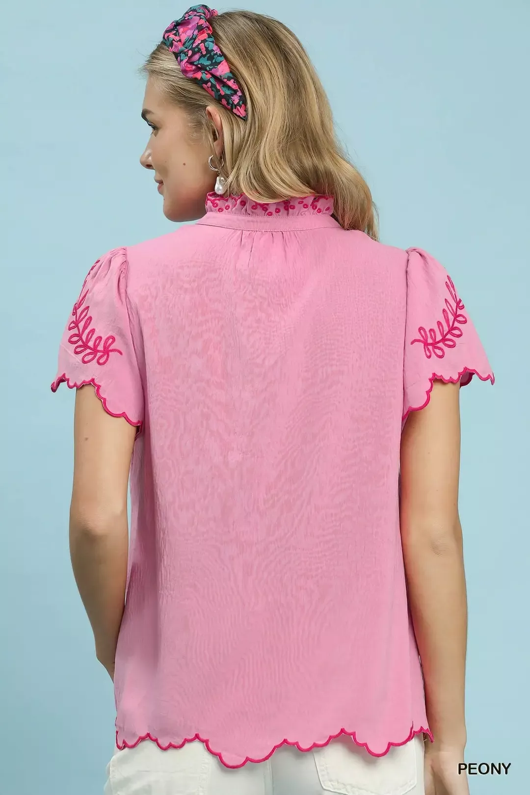 Umgee Embroidered Scallop Top - Image 3