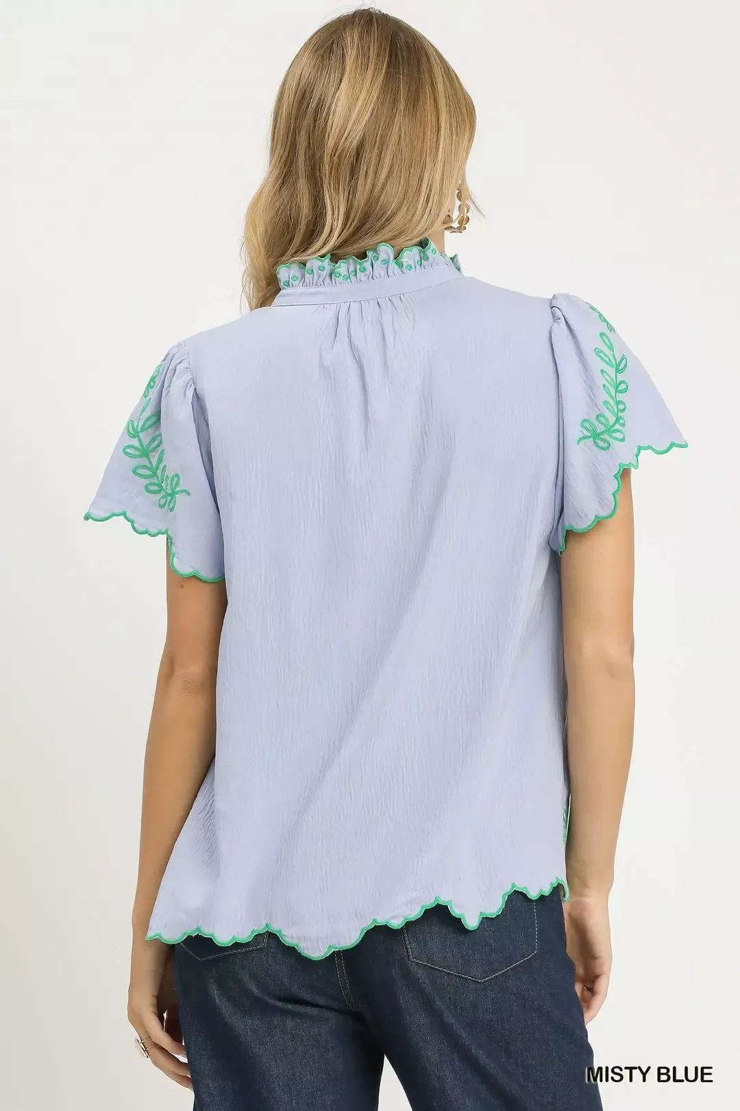 Umgee Embroidered Scallop Top - Image 3