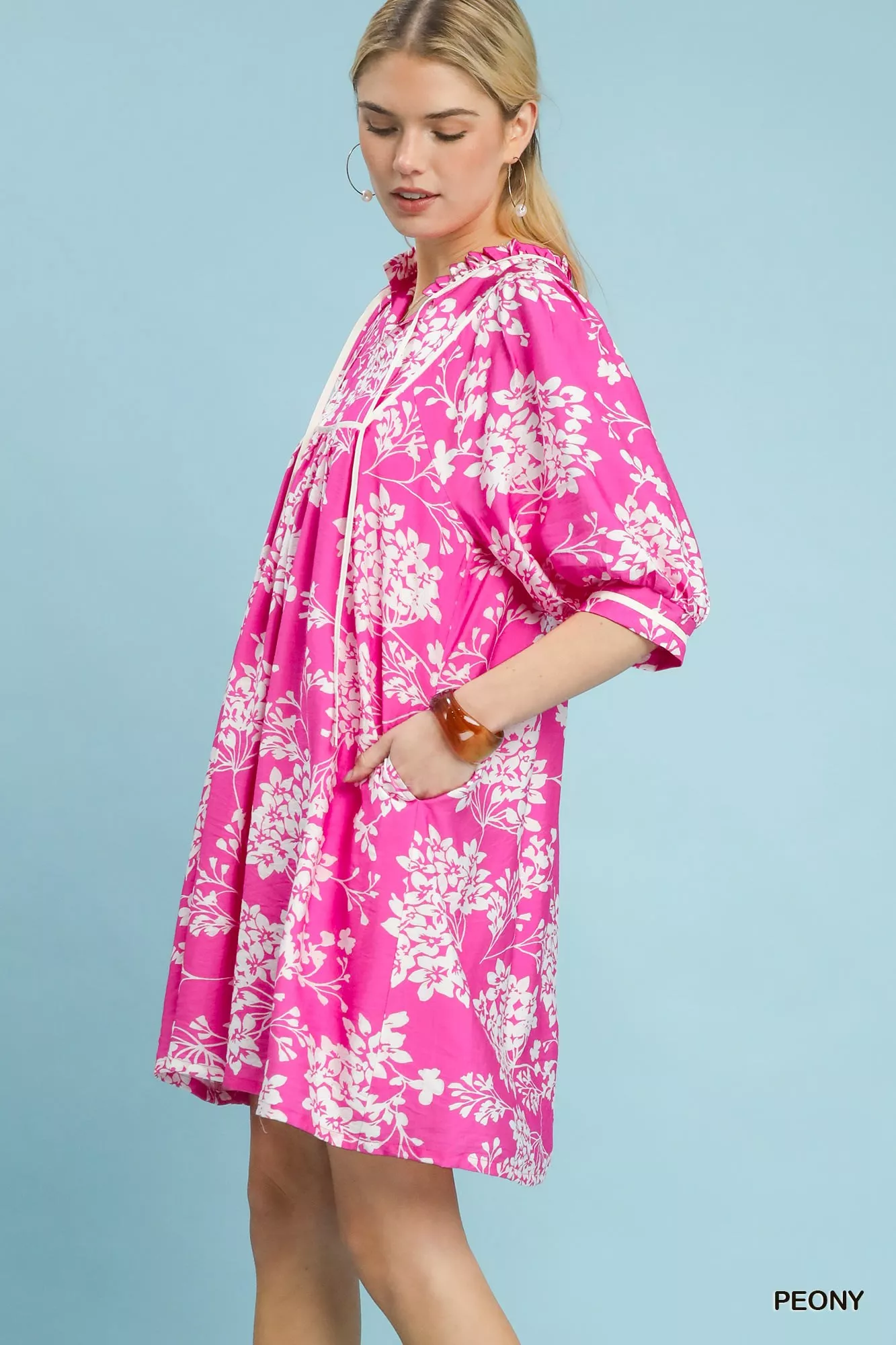 Umgee Floral Babydoll Dress with Pockets - Image 2