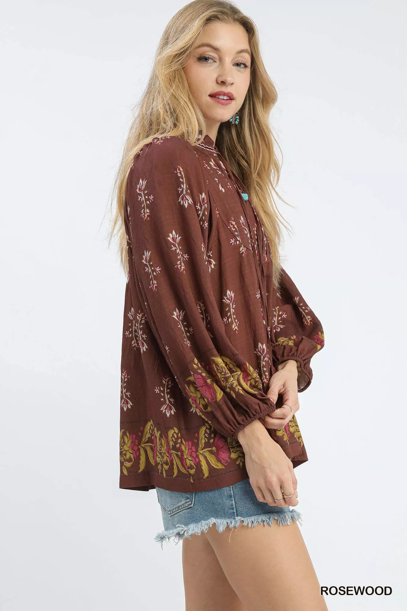 Umgee Floral Boho Peasant Blouse - Image 3