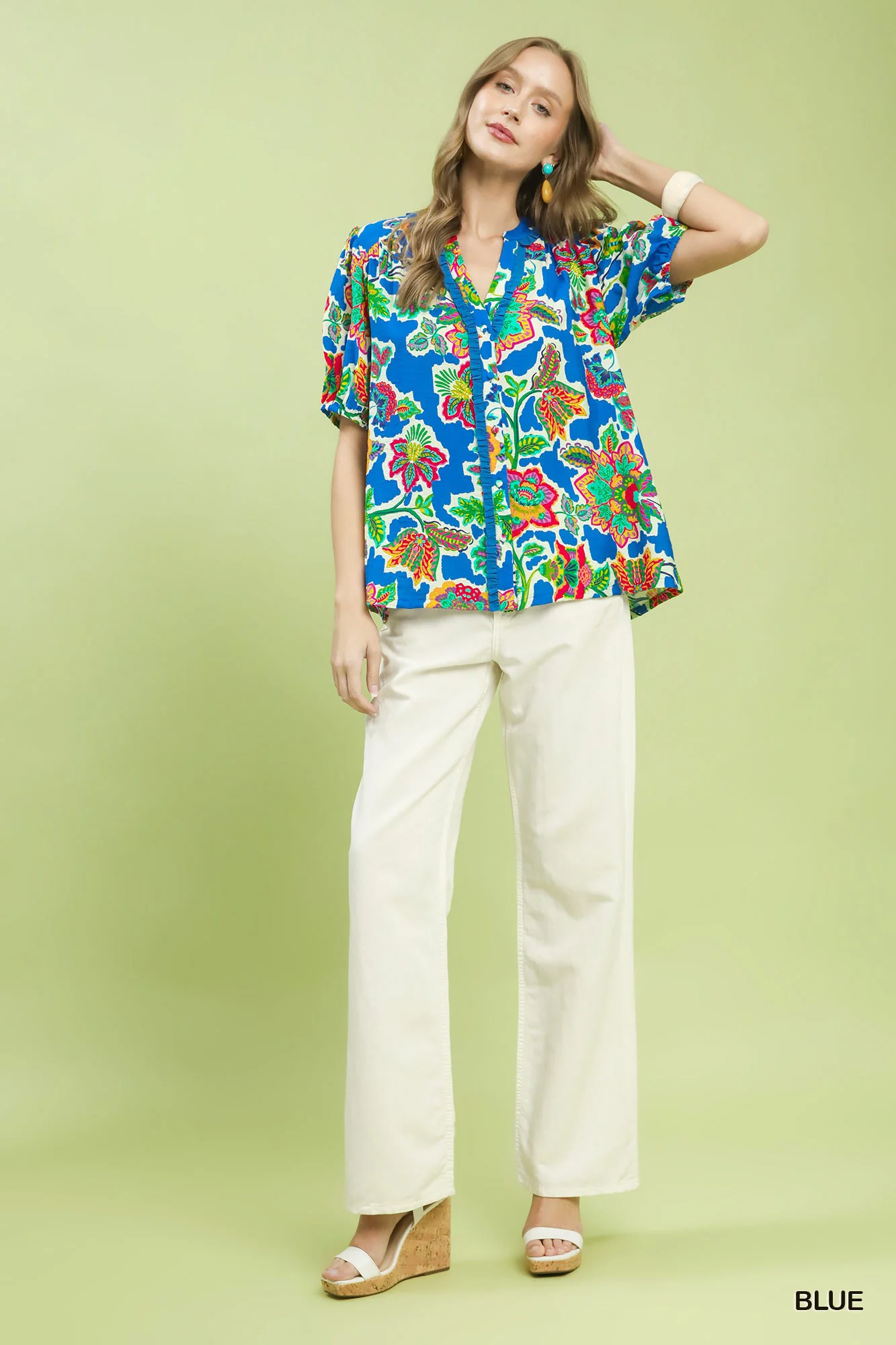 Umgee Floral Contrast-Trim Boho Blouse - Image 6