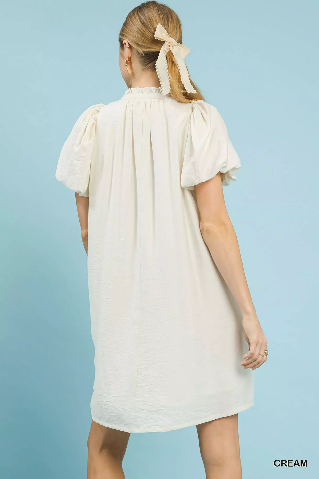 Umgee Floral Embroidered Puff Sleeve Mini Dress - Image 3