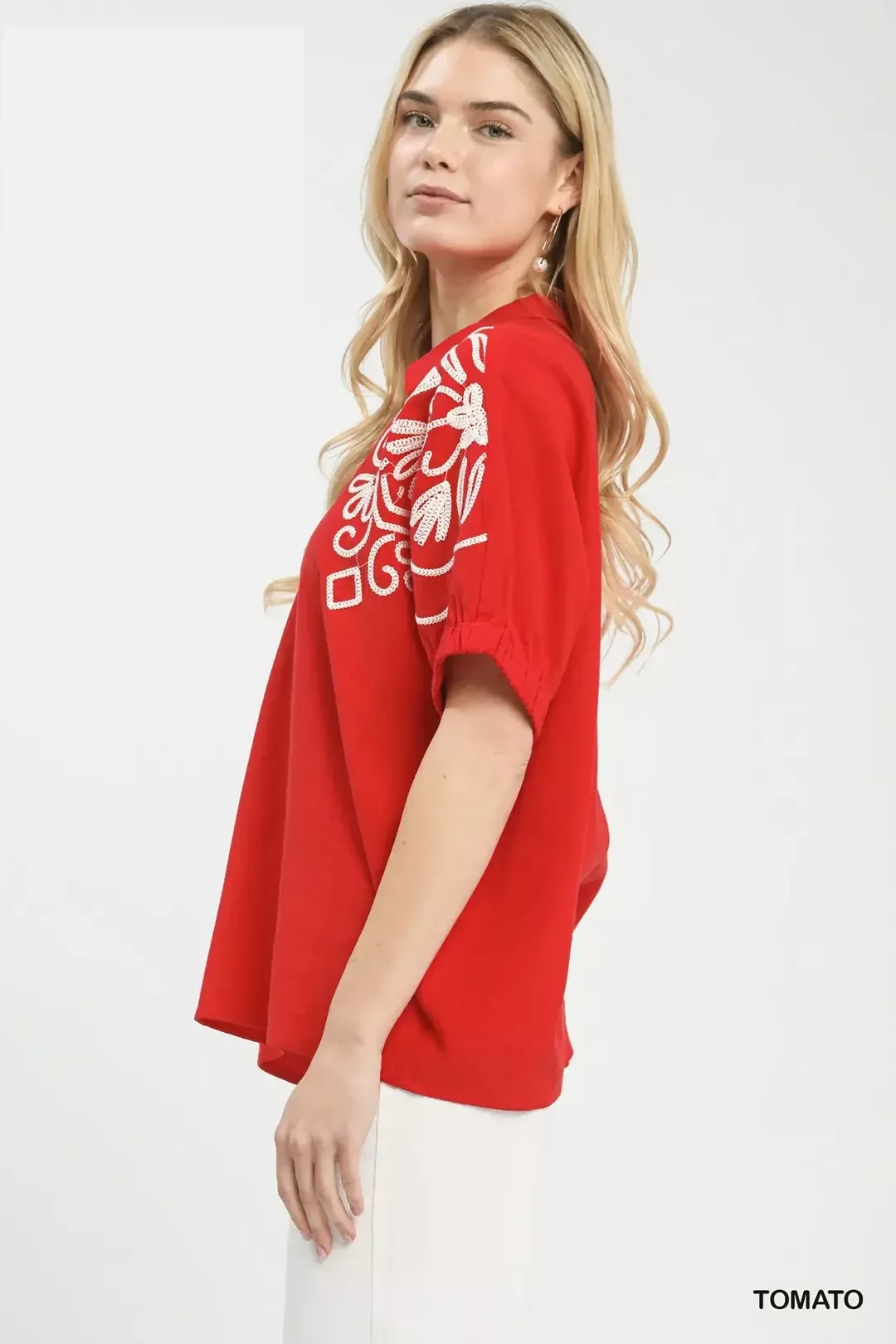 Umgee Floral Embroidered Sleeve Blouse - Image 3