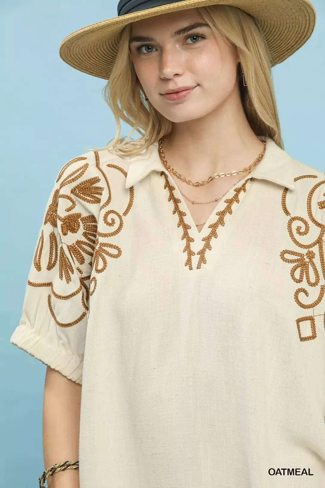 Umgee Floral Embroidered Sleeve Blouse - Image 4