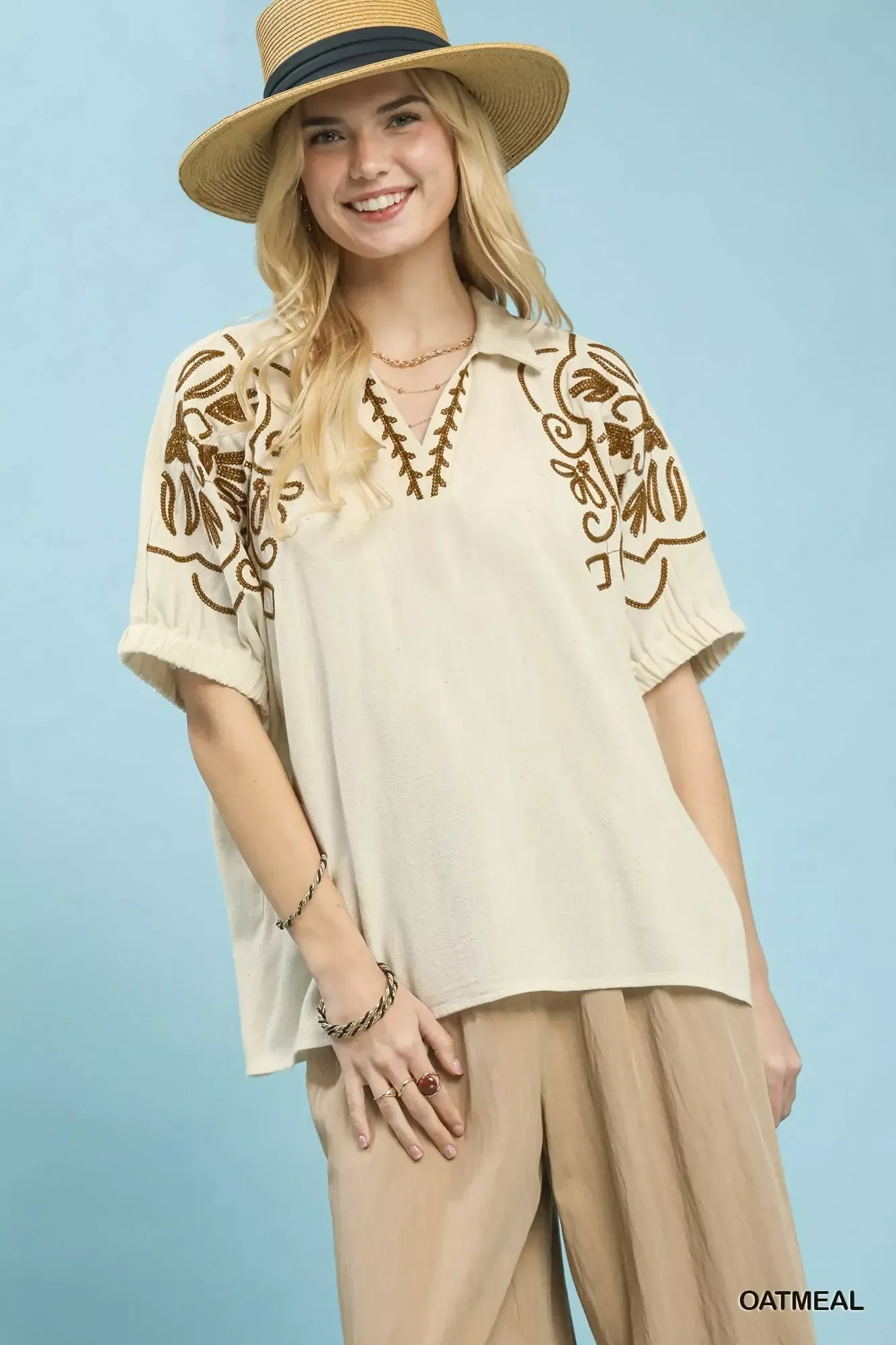 Umgee Floral Embroidered Sleeve Blouse - Image 6