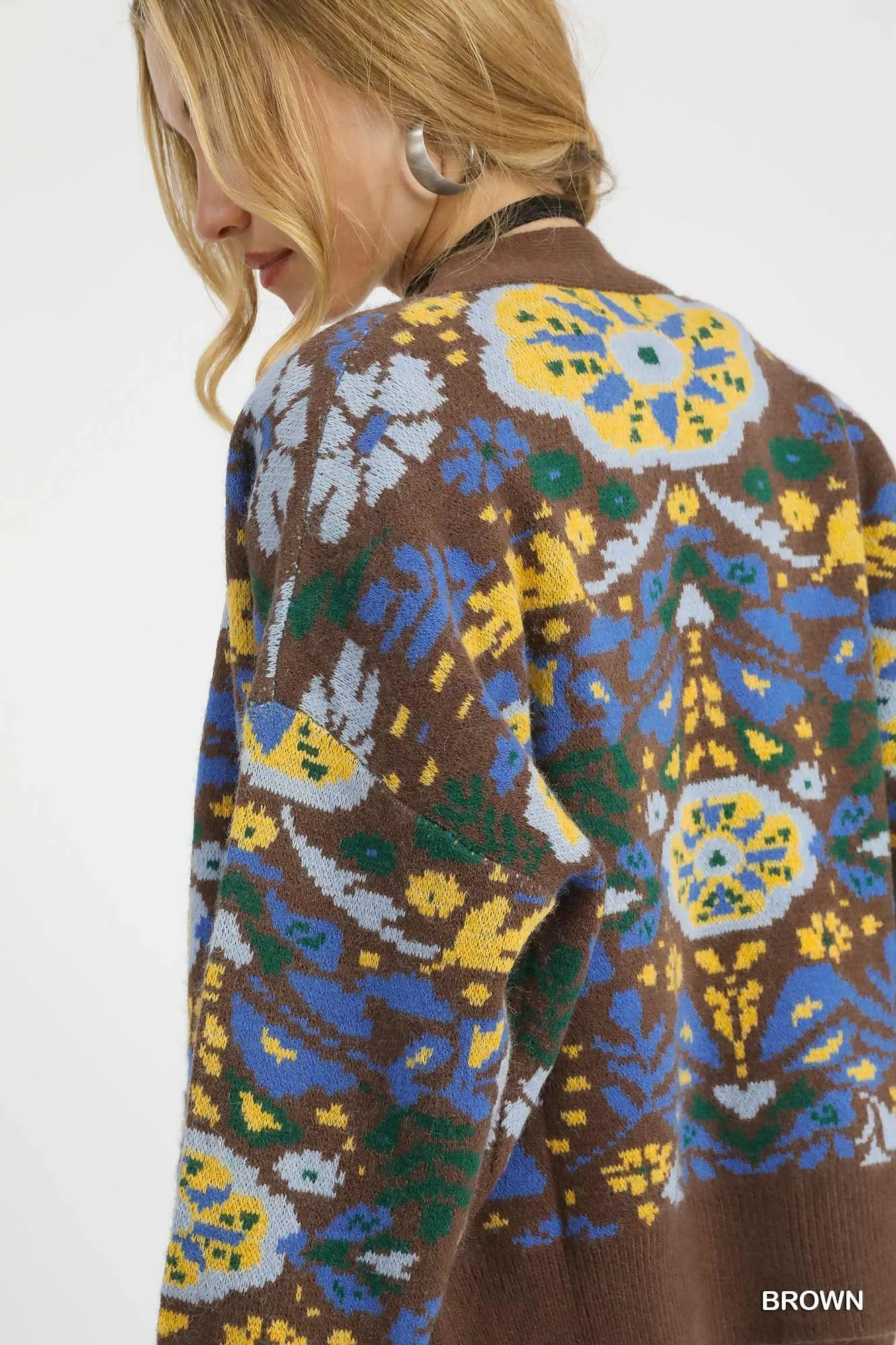 Umgee Floral Knit Button-Up Cardigan - Image 6