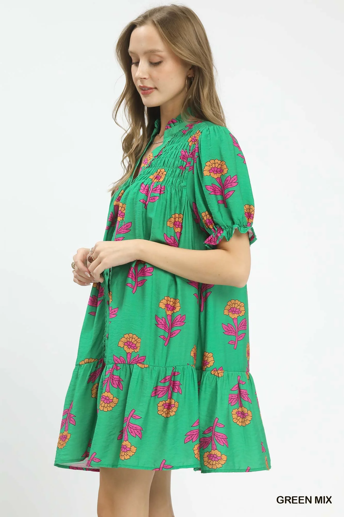 Umgee Floral Print Babydoll Dress - Image 2