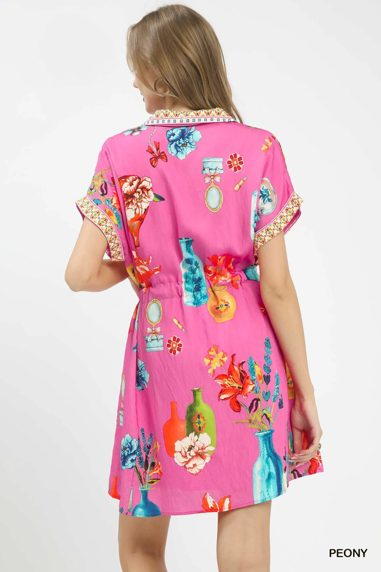 Umgee Floral Print Mini Dress with Belt - Image 3