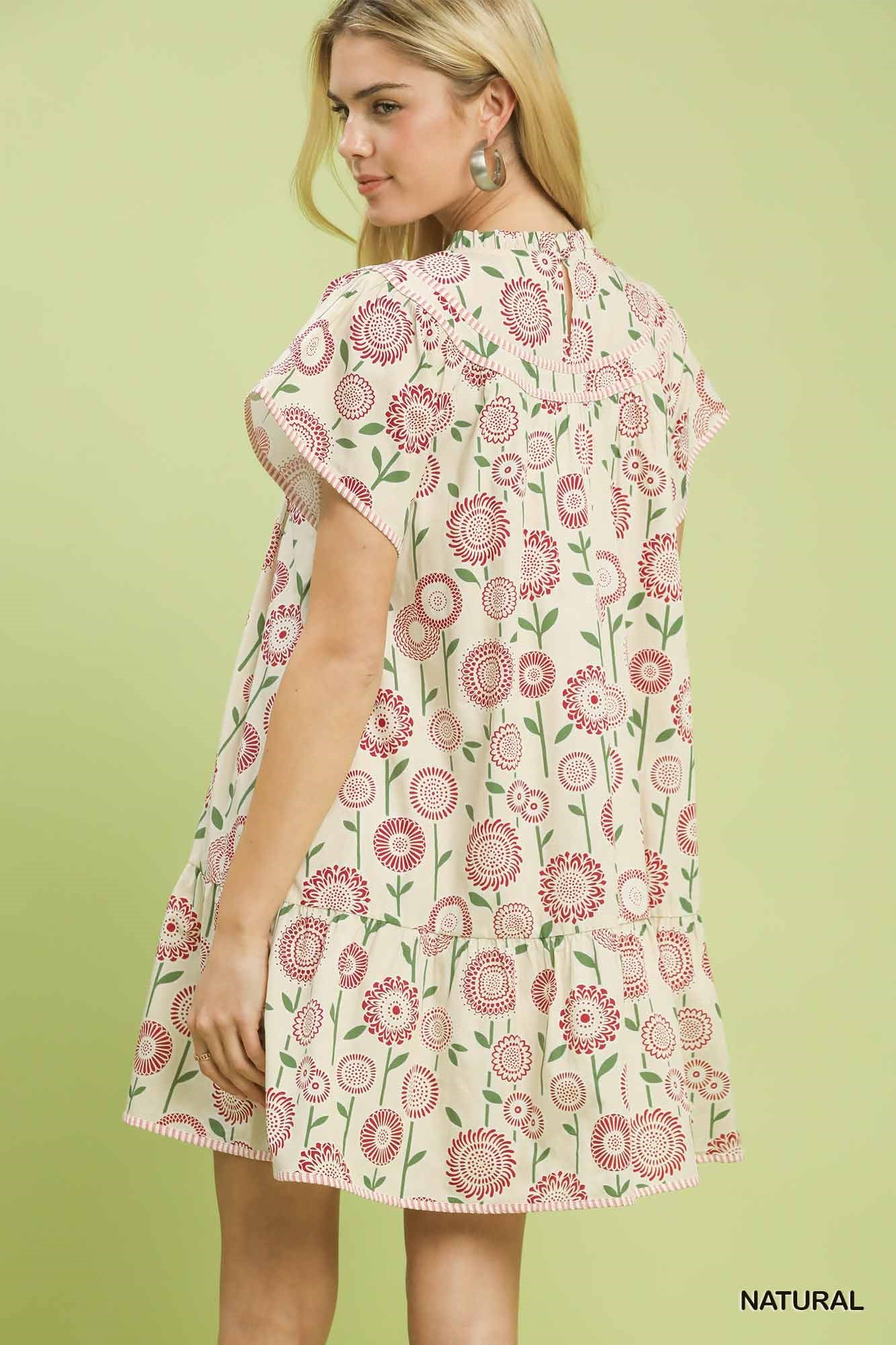 Umgee Floral Print Tiered Babydoll Dress - Image 3