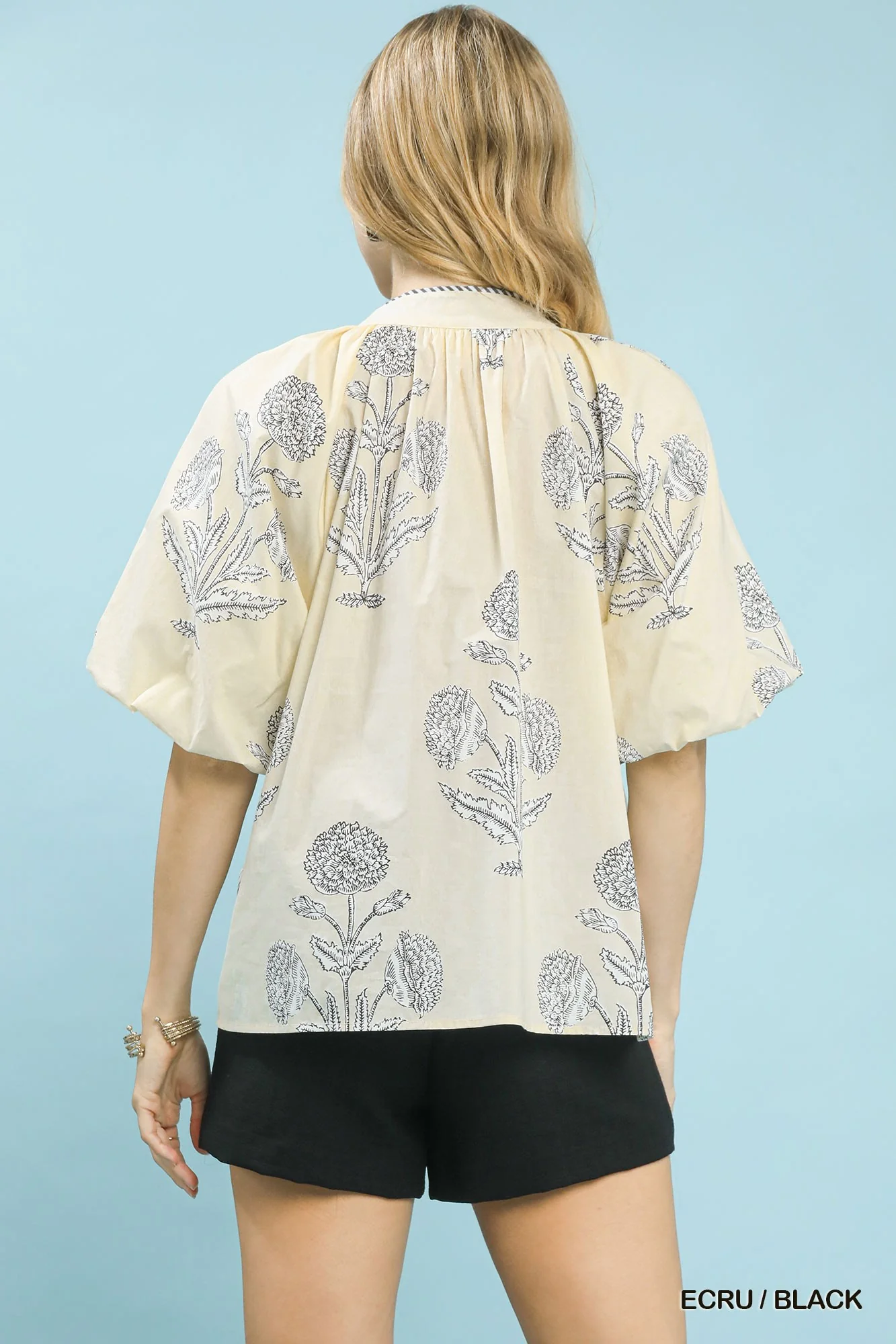 Umgee Floral Print V-Neck Top - Image 3