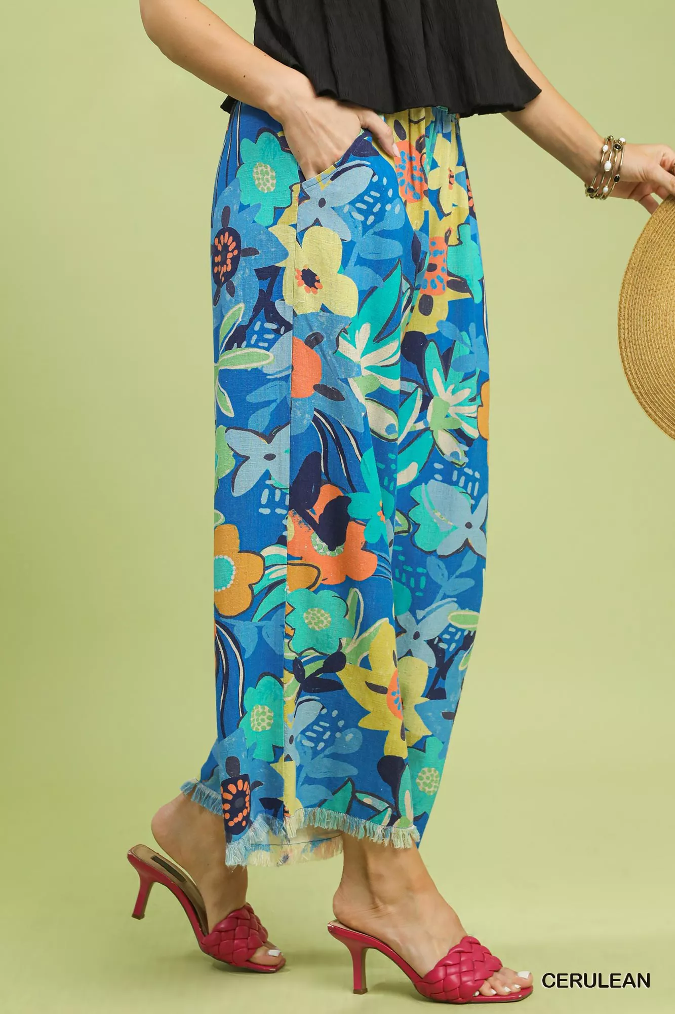 Umgee Floral Print Wide Leg Pants - Image 2
