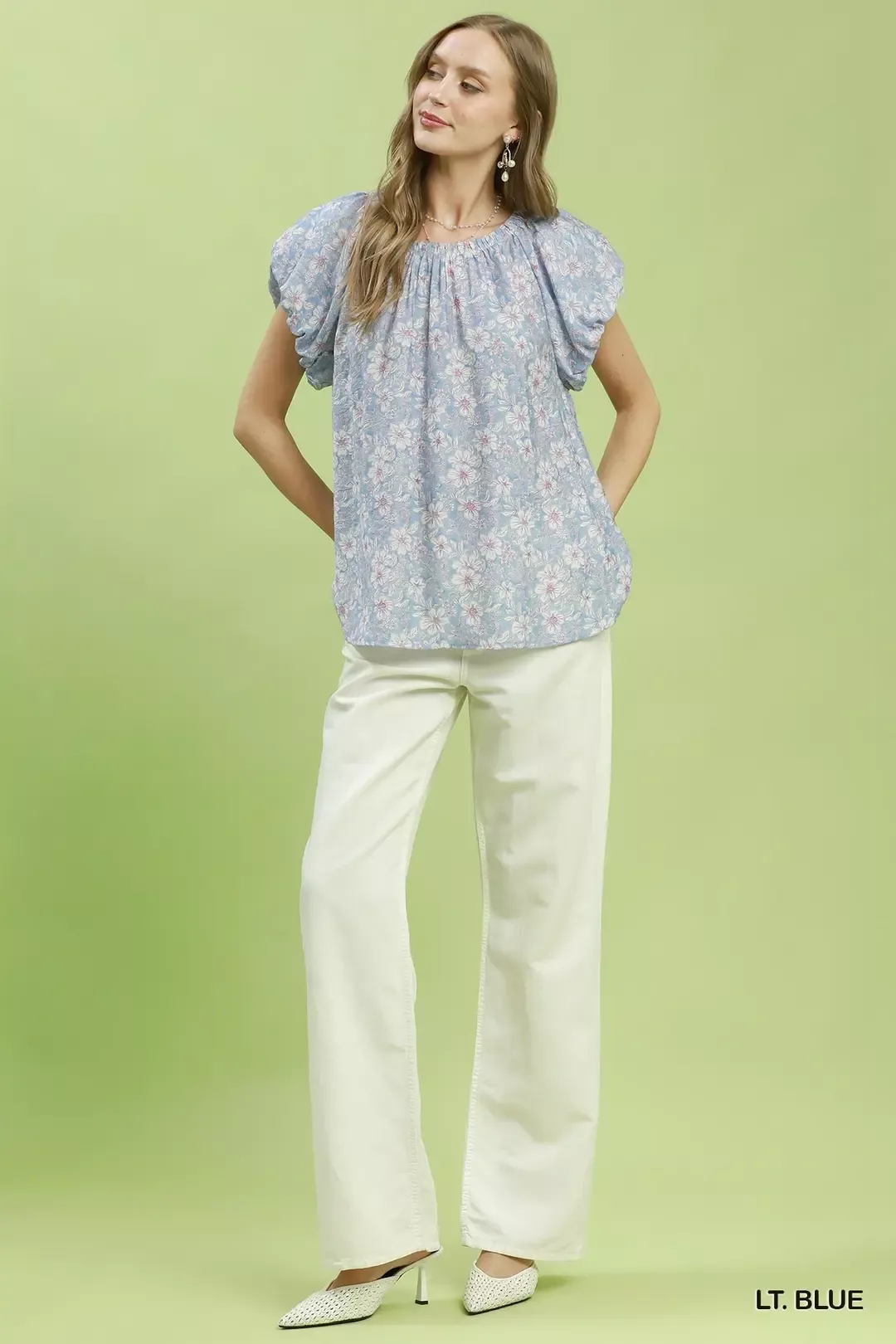 Umgee Floral Puff Sleeve Blouse - Image 5