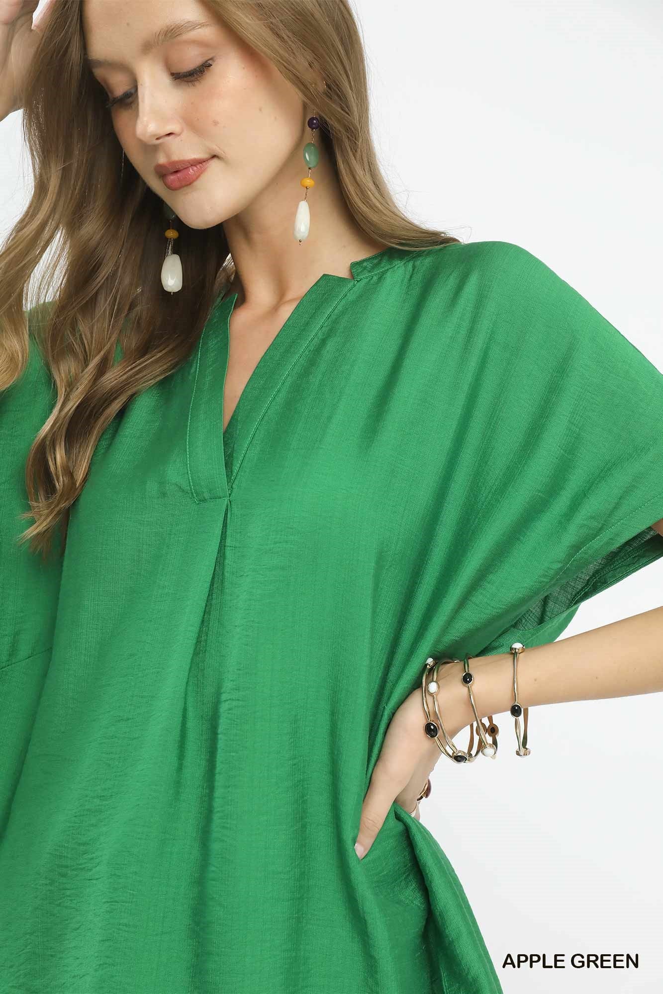 Umgee Flowy V-Neck Short Sleeve Blouse - Image 4