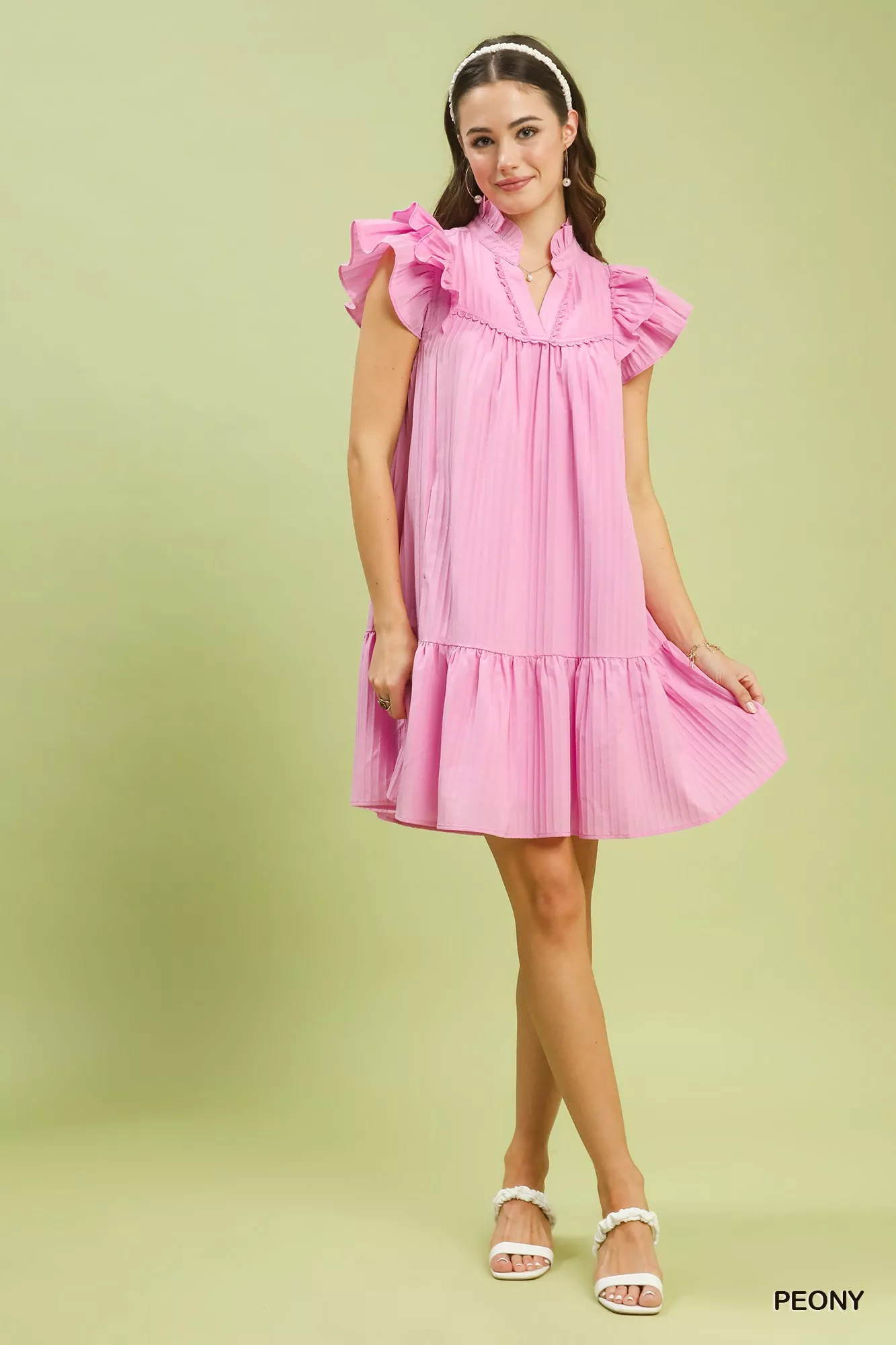 Umgee Flutter Sleeve Tiered Dress - Image 5