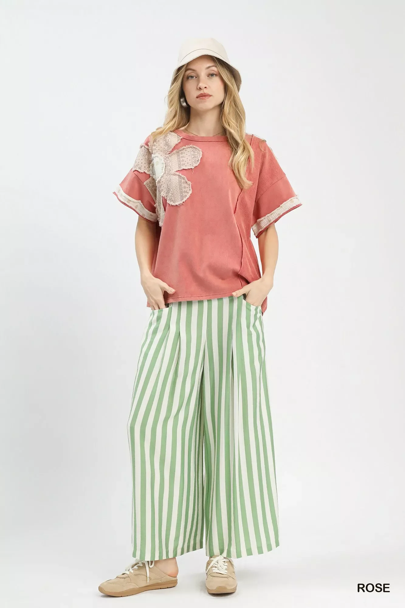 Umgee French Terry Top with Flower Patch - Image 3