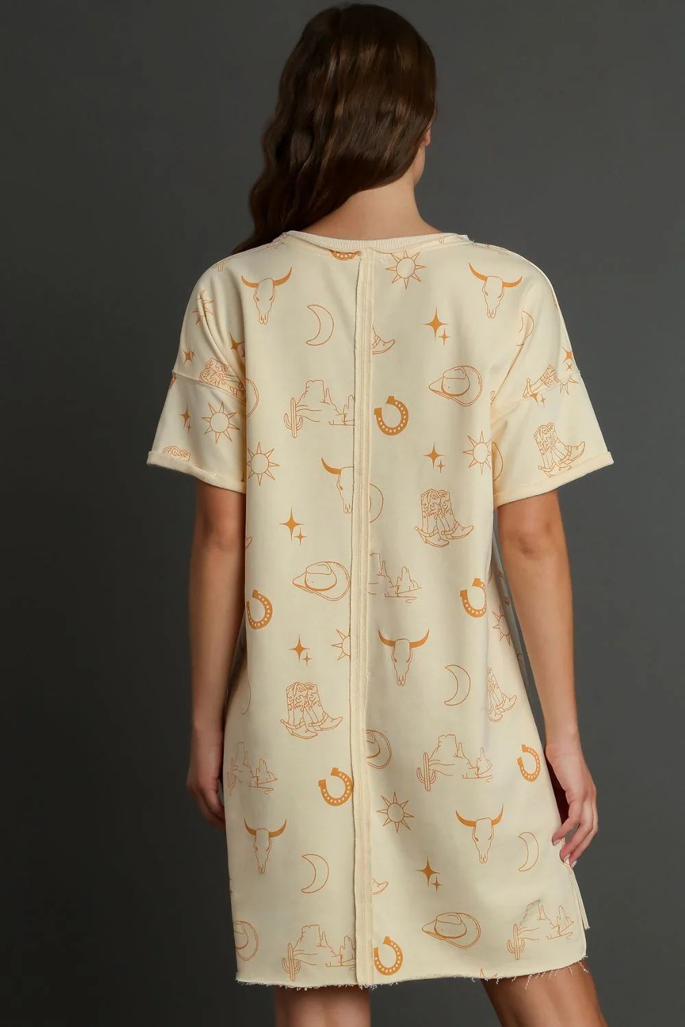 Umgee Full Size French Terry Short Sleeve Round Neck Dress Plus Size - Image 2