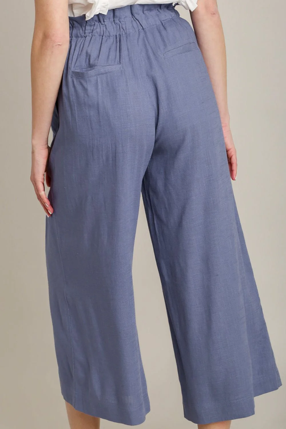 Umgee Full Size Linen Wide Fit Pants with Drawstring Plus Size - Image 3