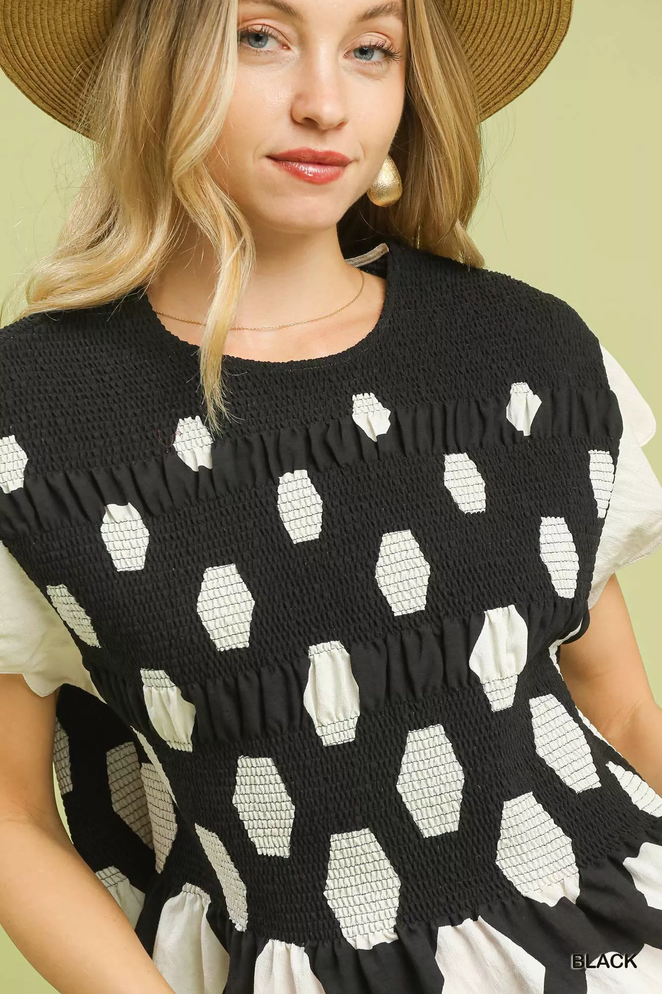 Umgee Hexagon Print Peplum Top - Image 5