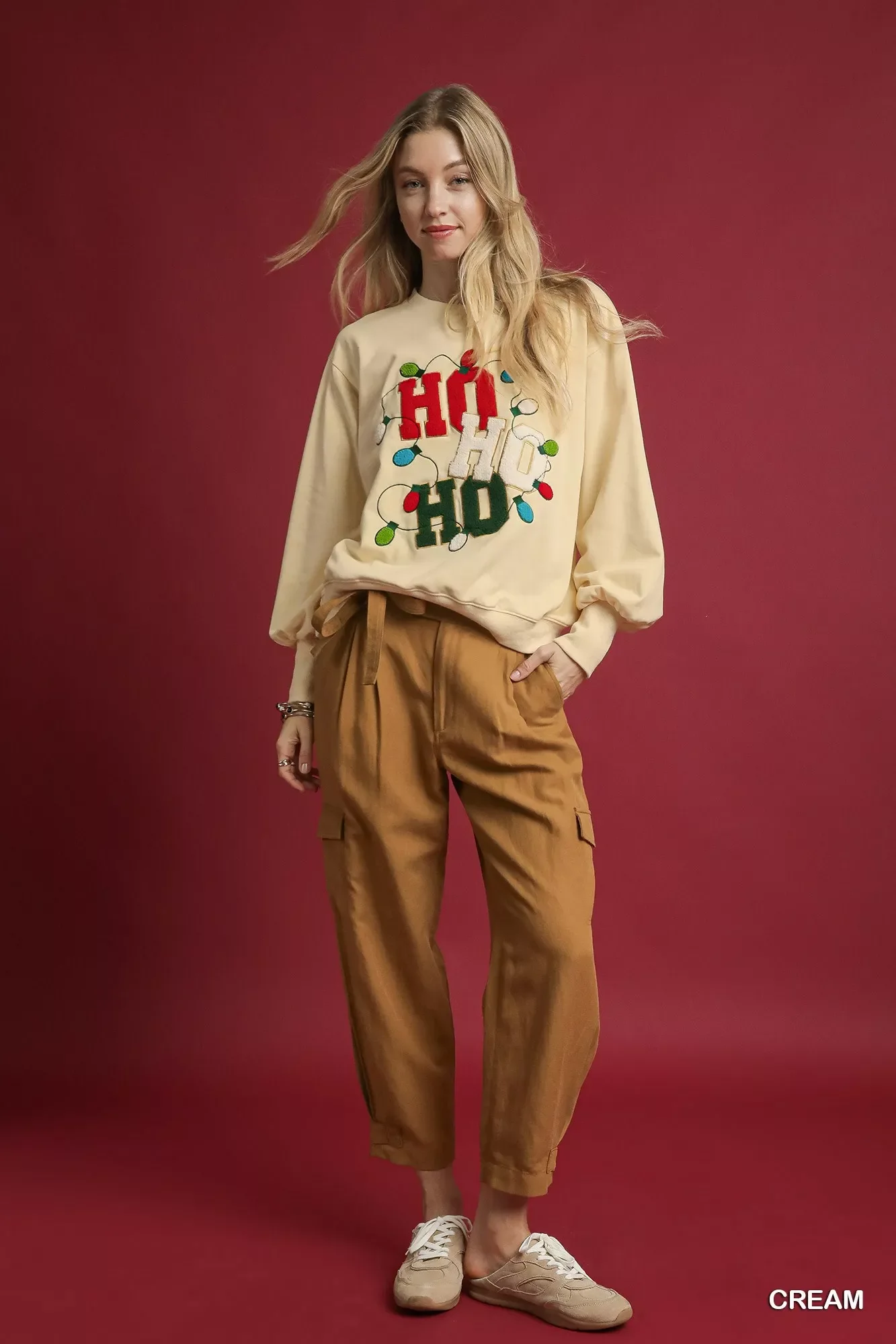 Umgee HO Applique French Terry Sweatshirt - Image 4