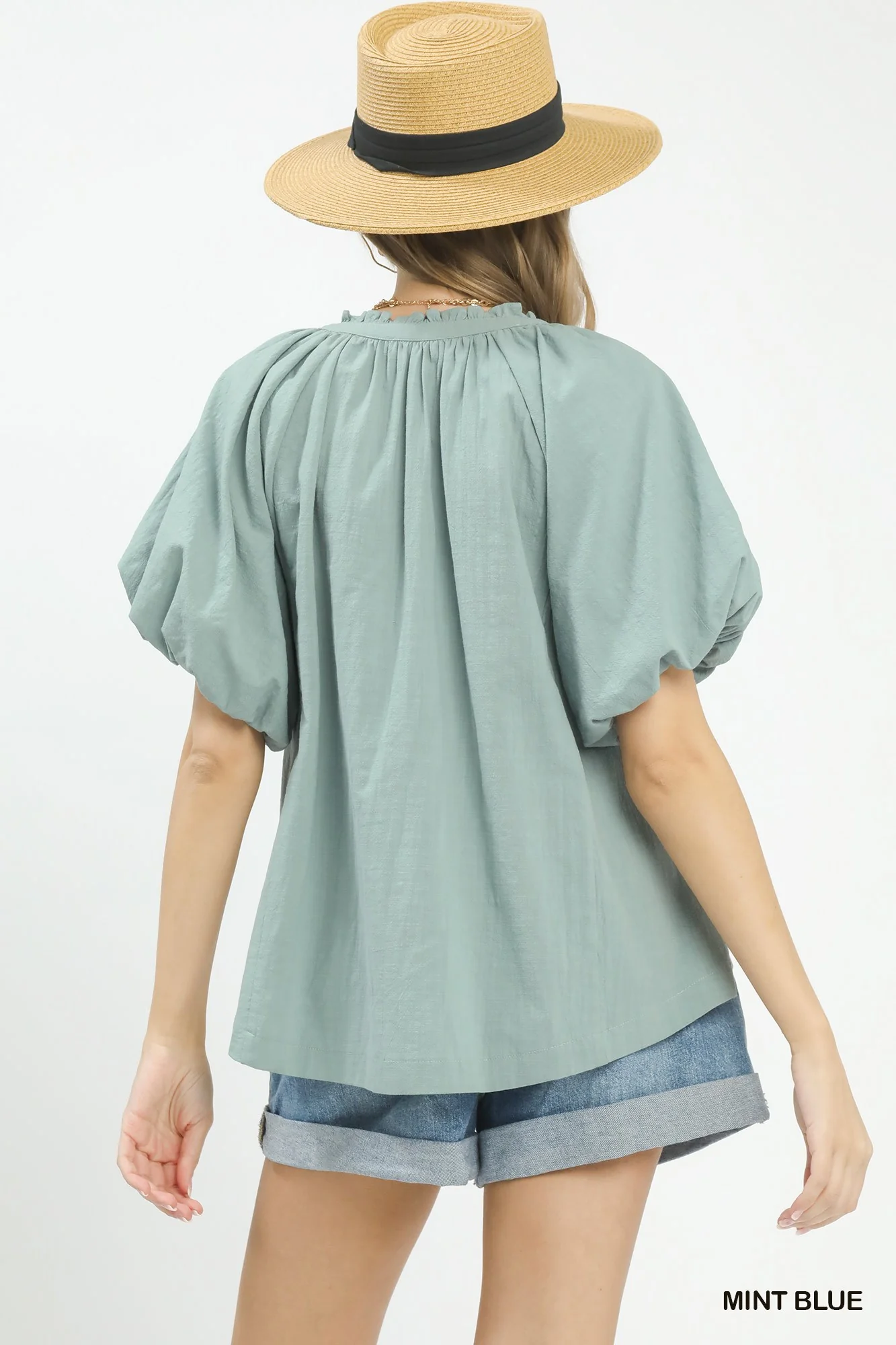 Umgee Lace Inset Puff Sleeve Boho Blouse - Image 3