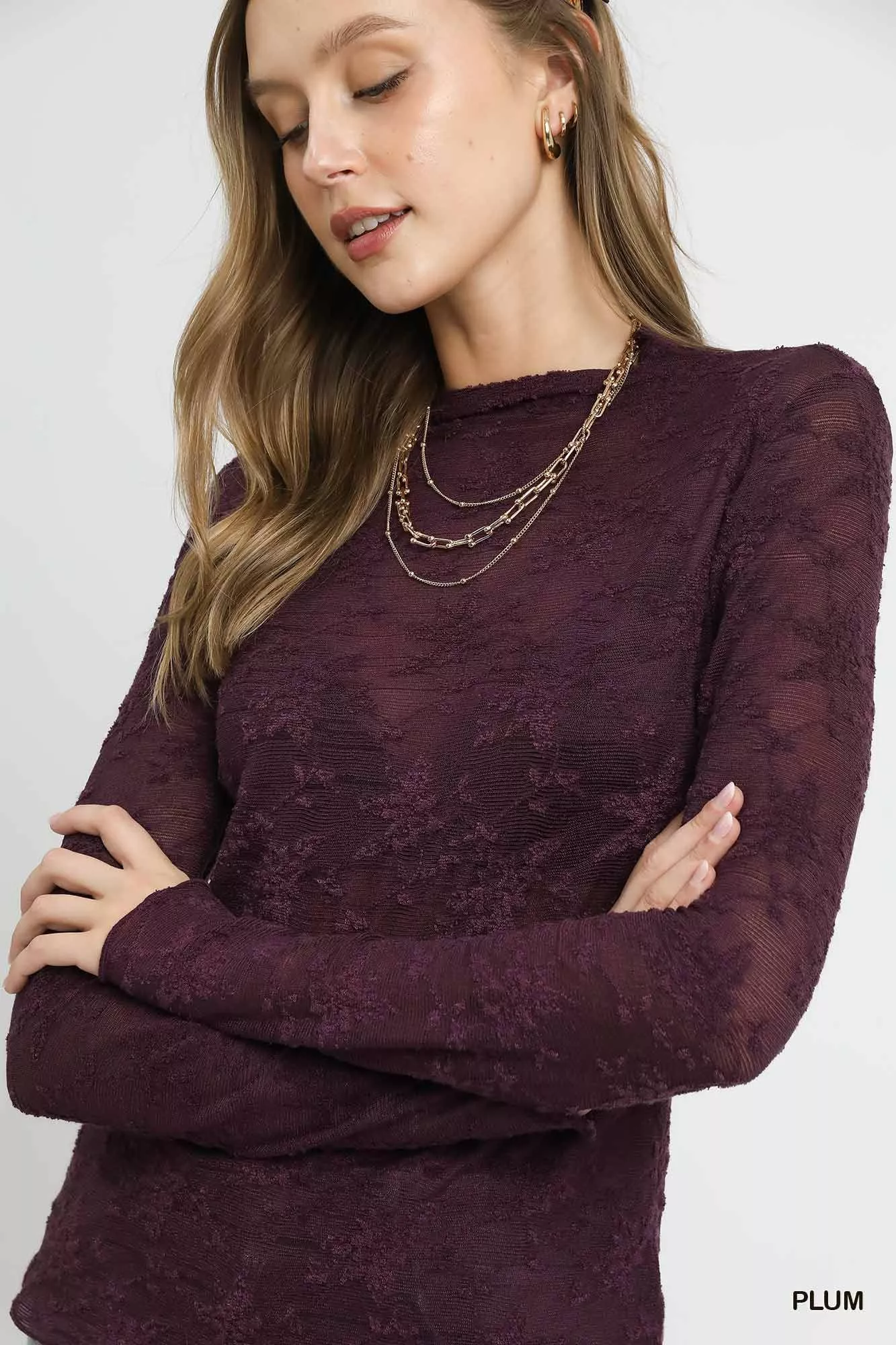 Umgee Lace Sheer Long Sleeve Top - Image 5