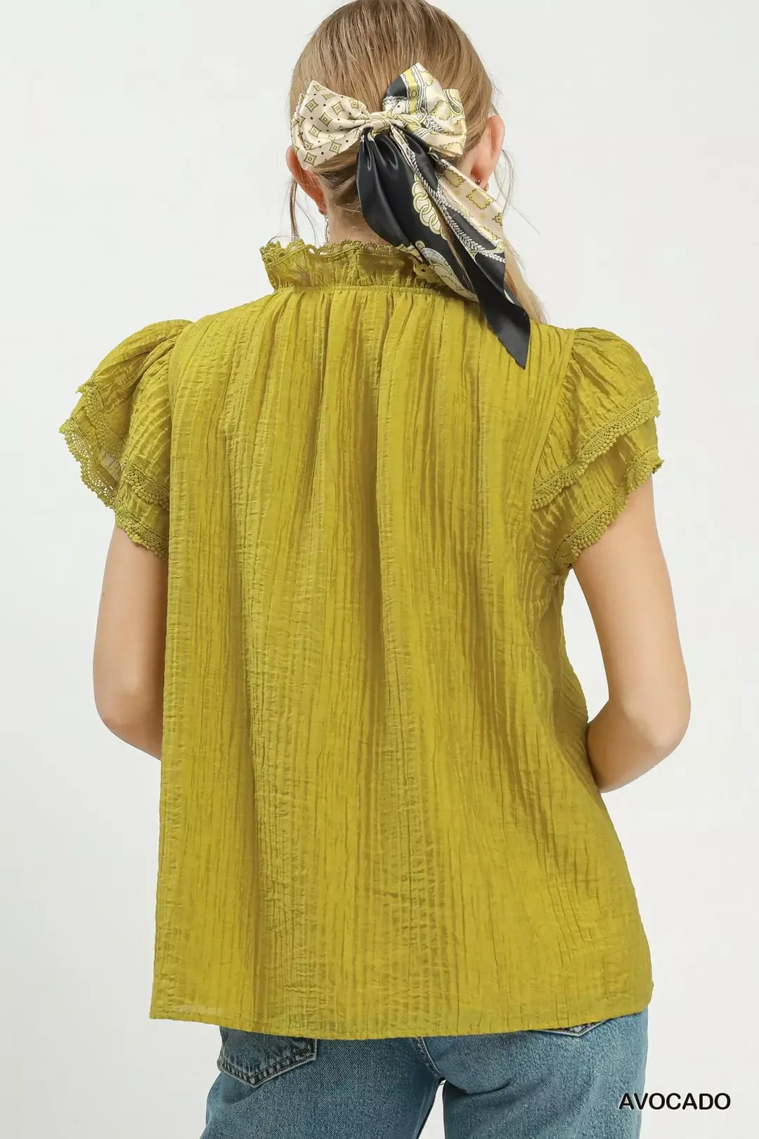 Umgee Lace Trim Ruffle Top - Image 3