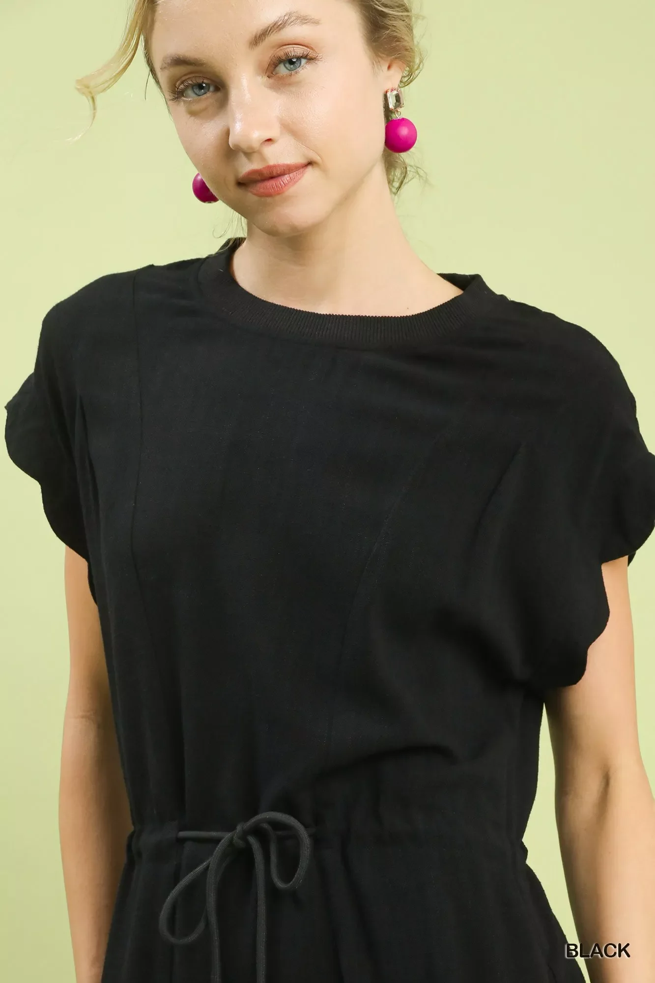 Umgee Linen Blend Scallop Hem Mini Dress - Image 5