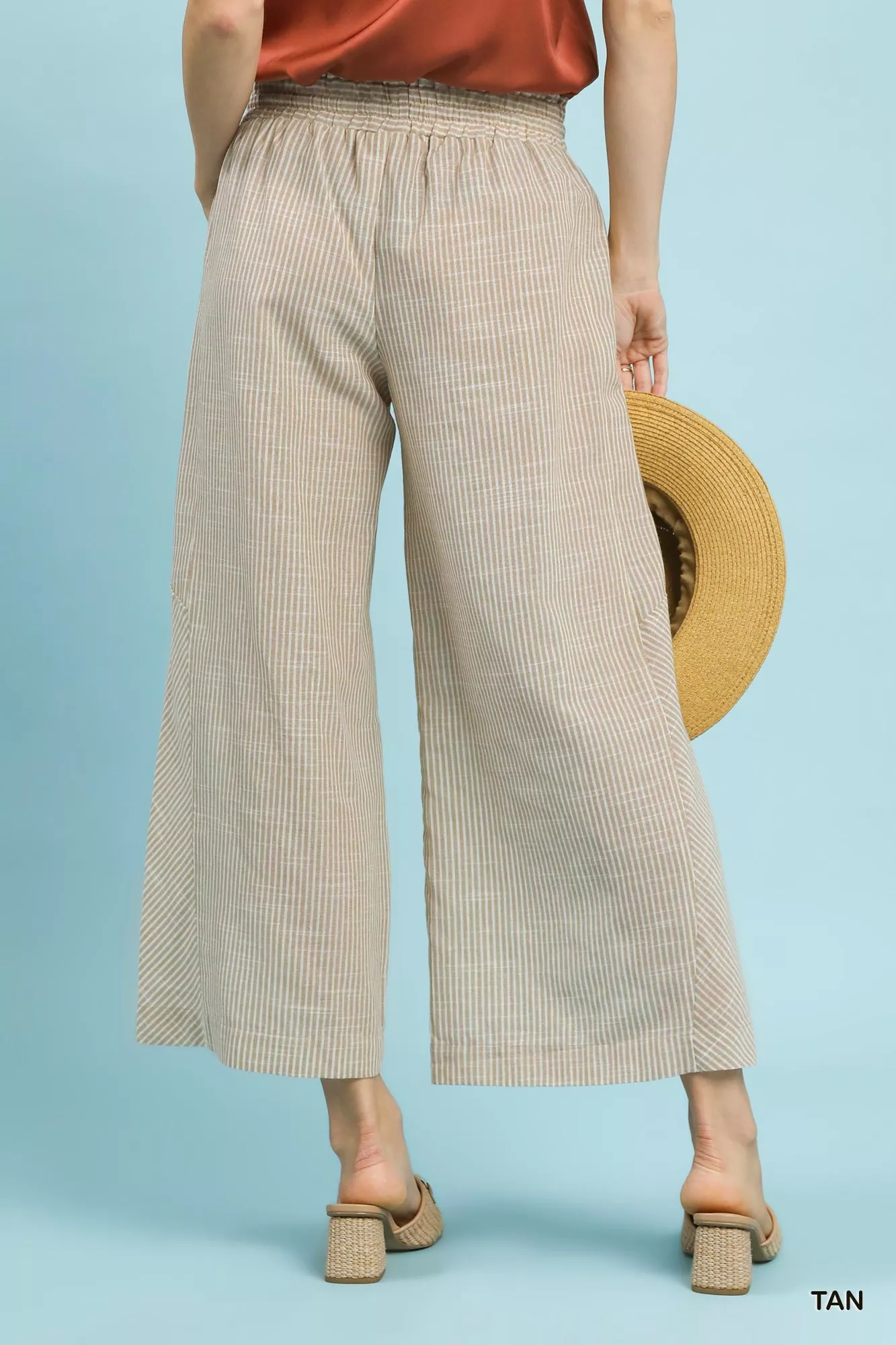 Umgee Linen Blend Striped Wide Leg Pants - Image 3