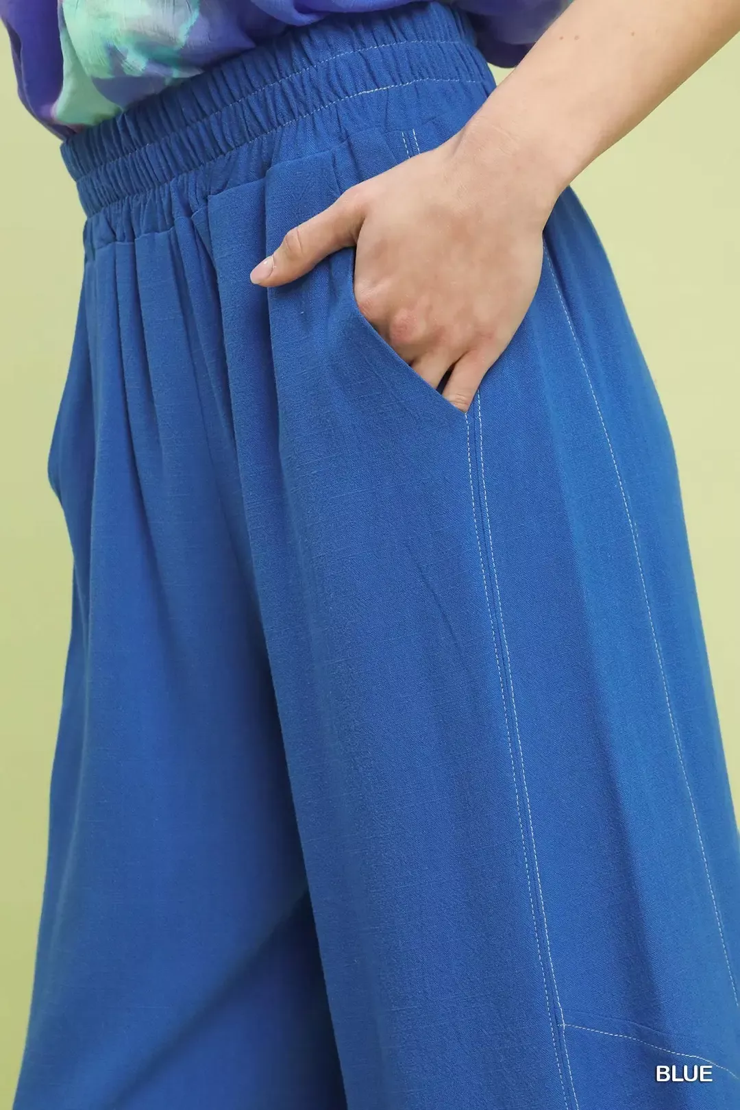 Umgee Linen Elastic Waist Wide Leg Pants - Image 4