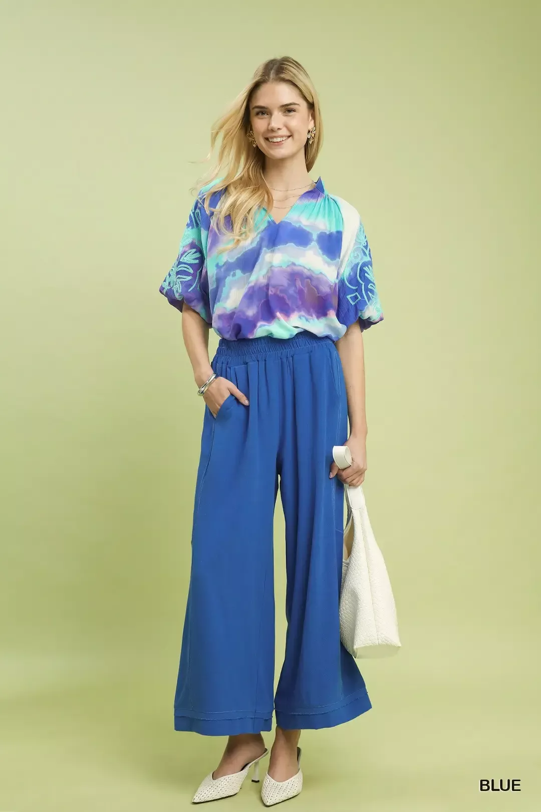 Umgee Linen Elastic Waist Wide Leg Pants - Image 5