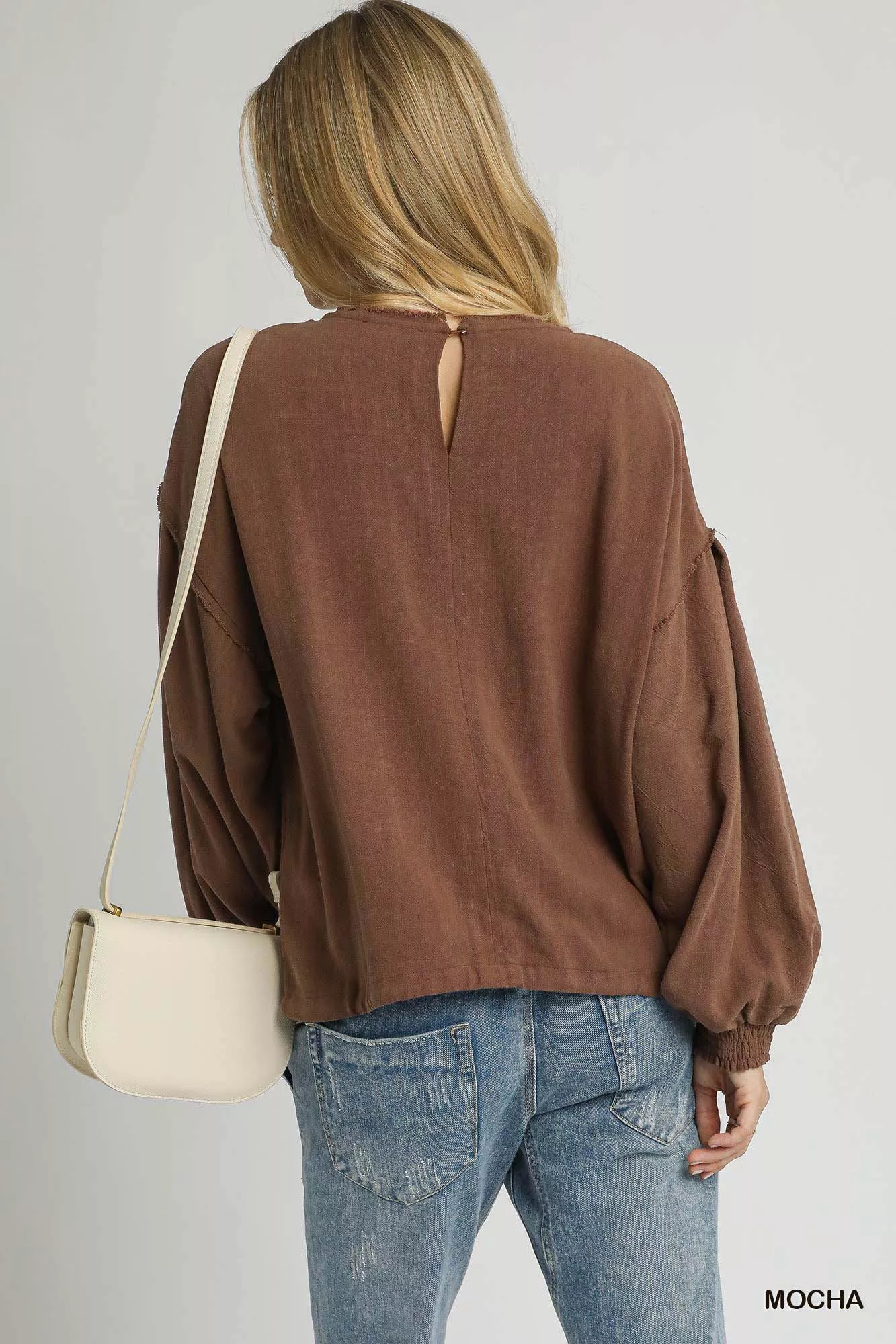 Umgee Linen Long Sleeve Top with Drawstring - Image 3