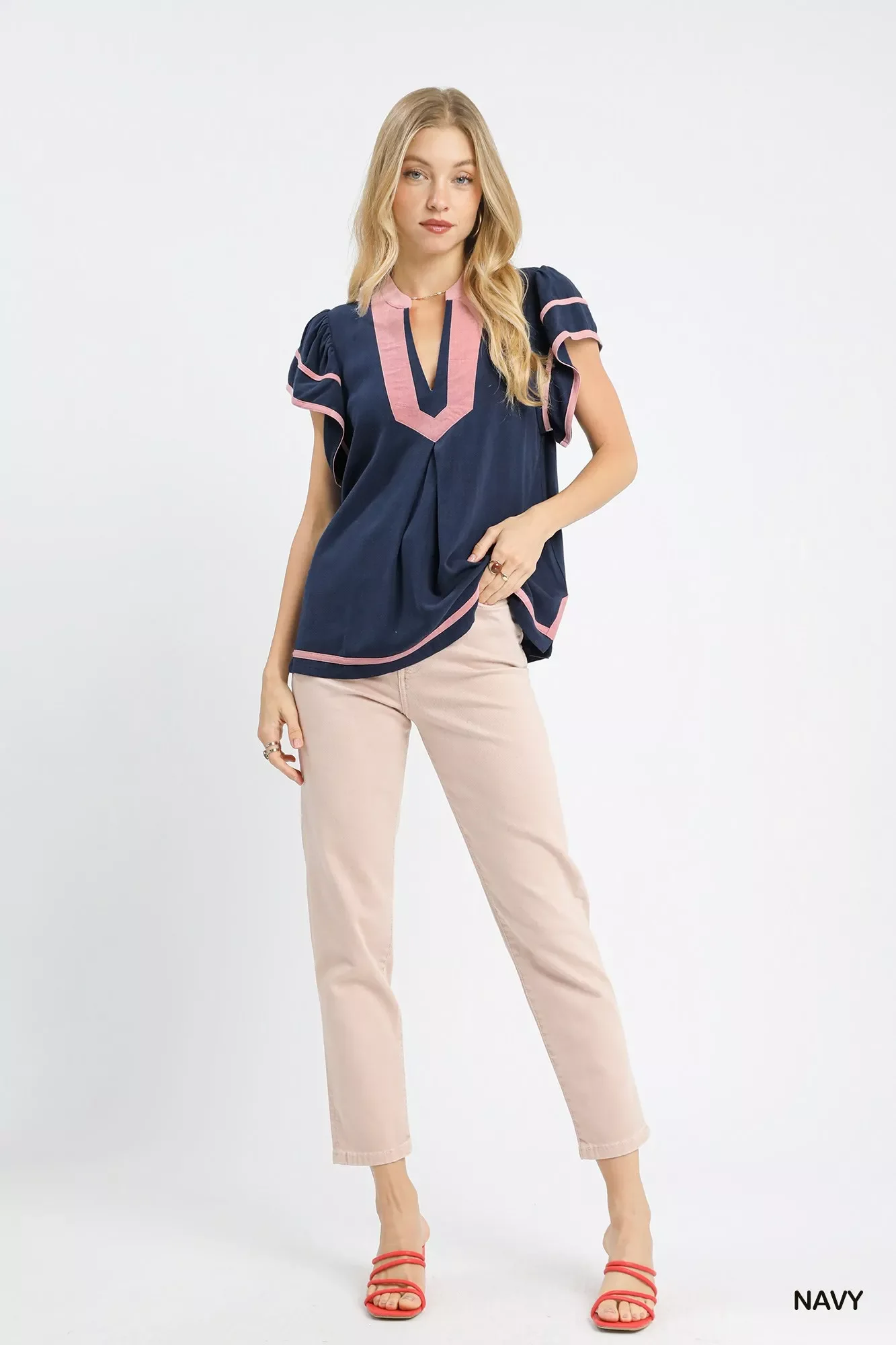 Umgee Linen Ruffle Sleeve Top - Image 4